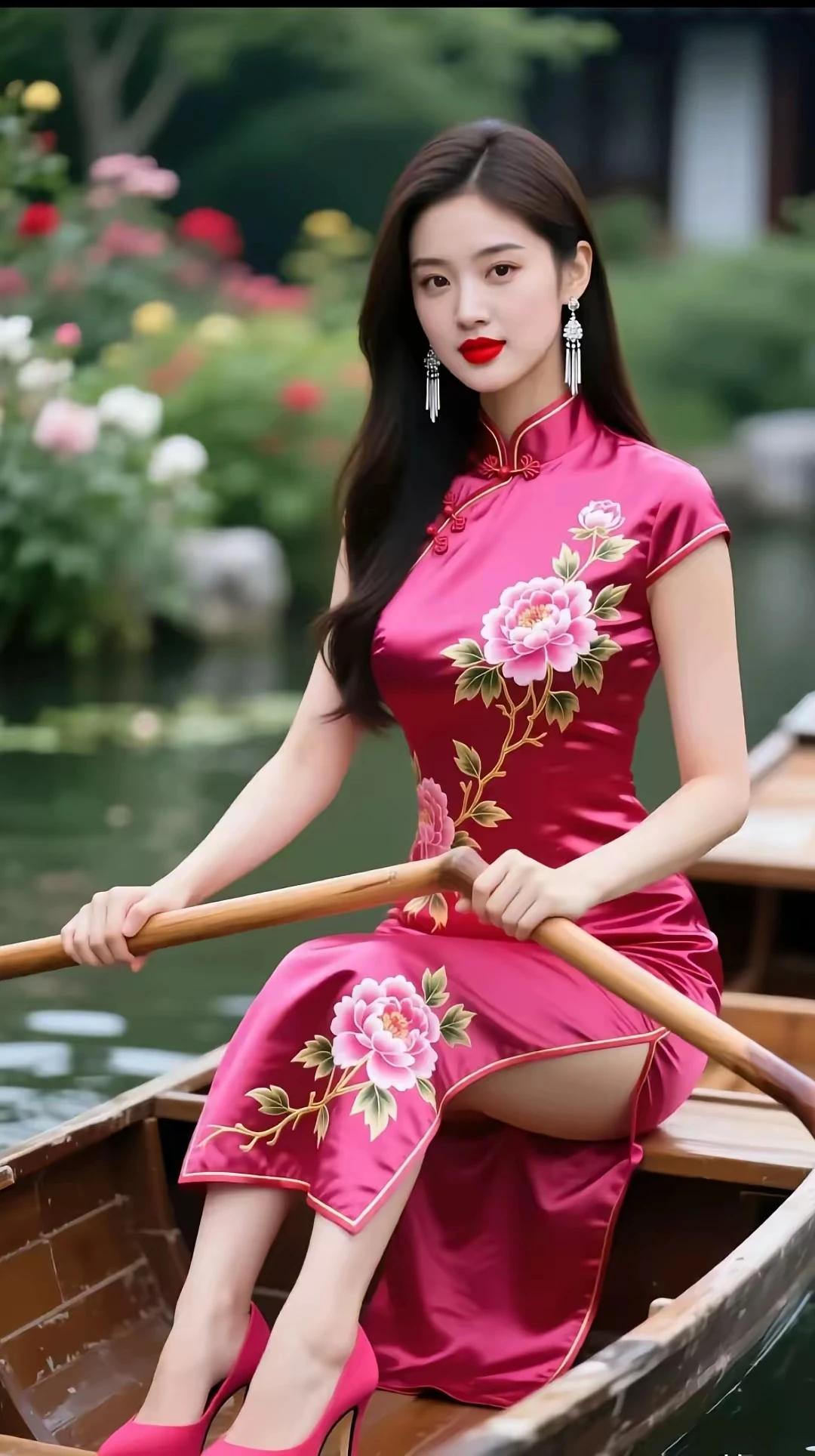江南水乡，桃红柳绿。
白墙黛瓦，旗袍佳丽。
一座小桥，一条小船。
一把雨伞，一把
