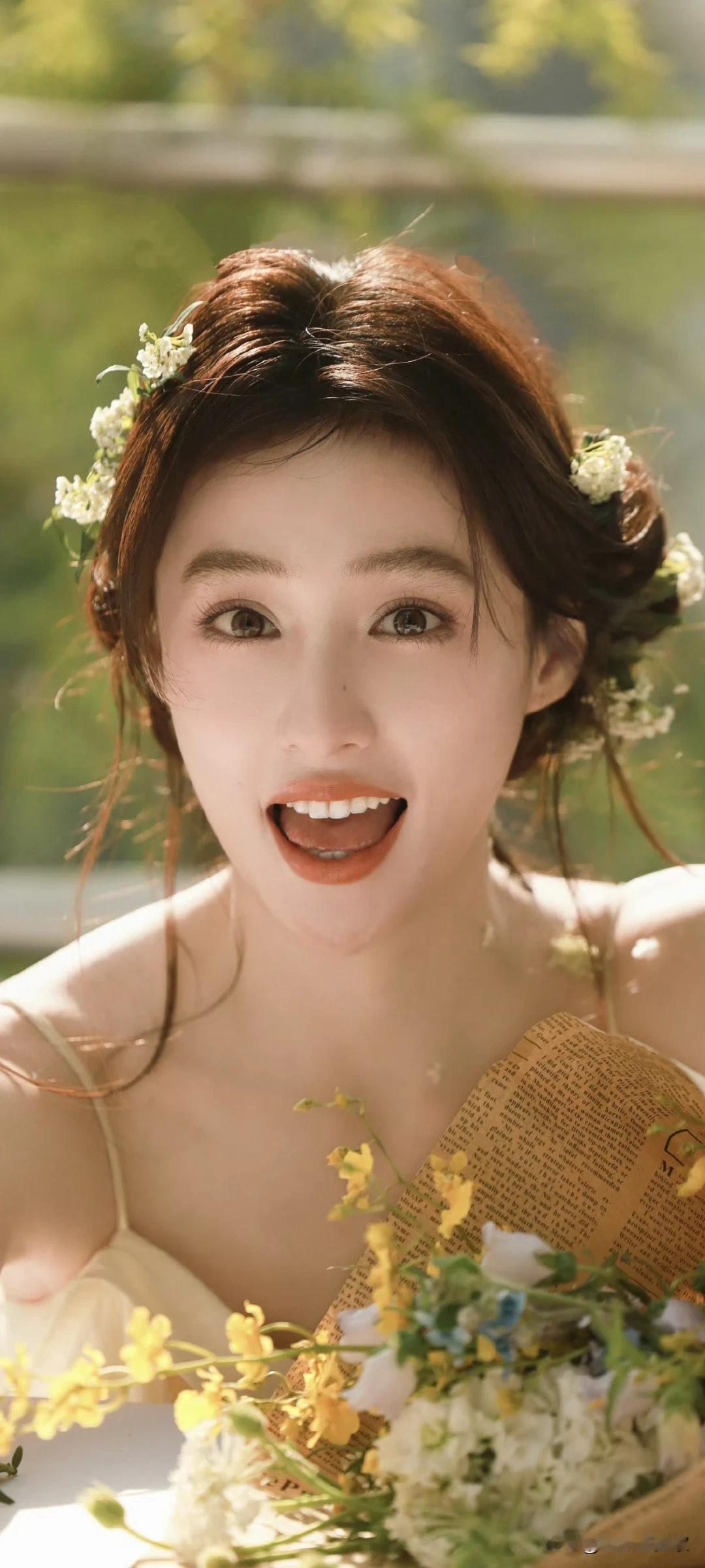 胡连馨壁纸～春日少女：以花为饰，浅笑如糖！