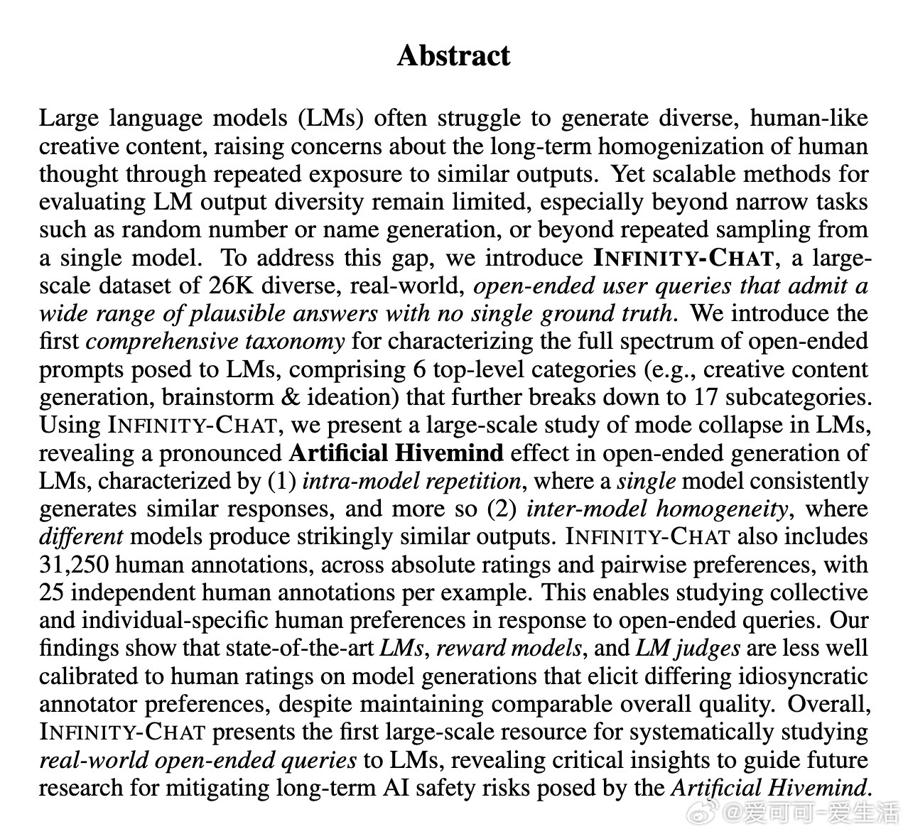 [CL]《Artificial Hivemind: The Open-Ended