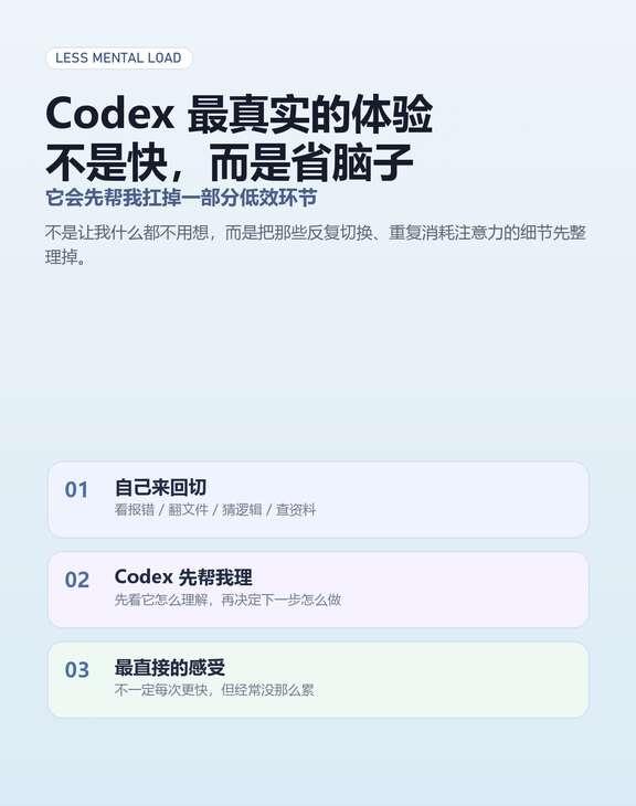 Codex 最真实的体验，不是快，而是省脑子
很多人聊 AI 编程，第一反应都是