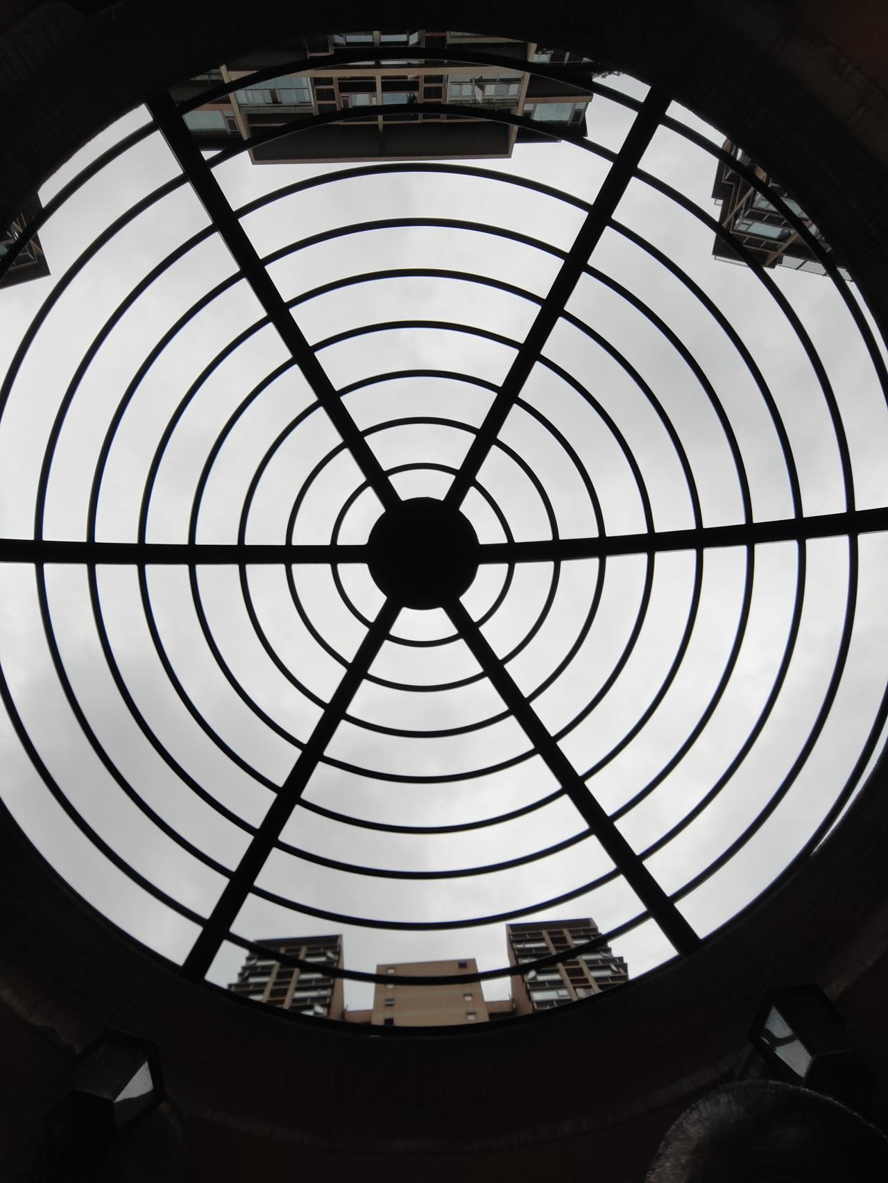 穹顶圈起一方天空，线条于云影中层层晕染开来。抬头之际，城市的喧嚣皆被框于这几何秩