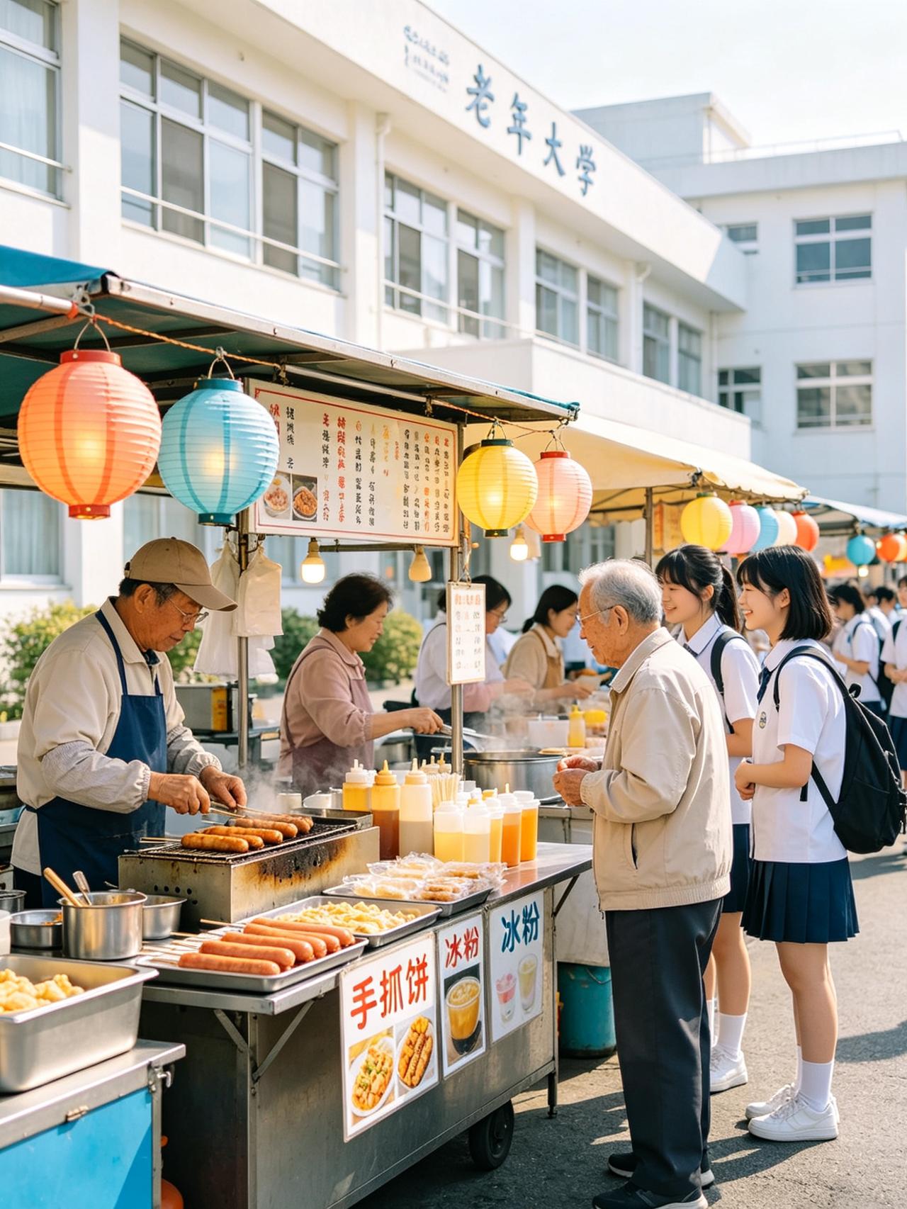 学生们的“威力”还真是大哈，真的能搞活周边的经济。

这两天发现，老年大学路边不