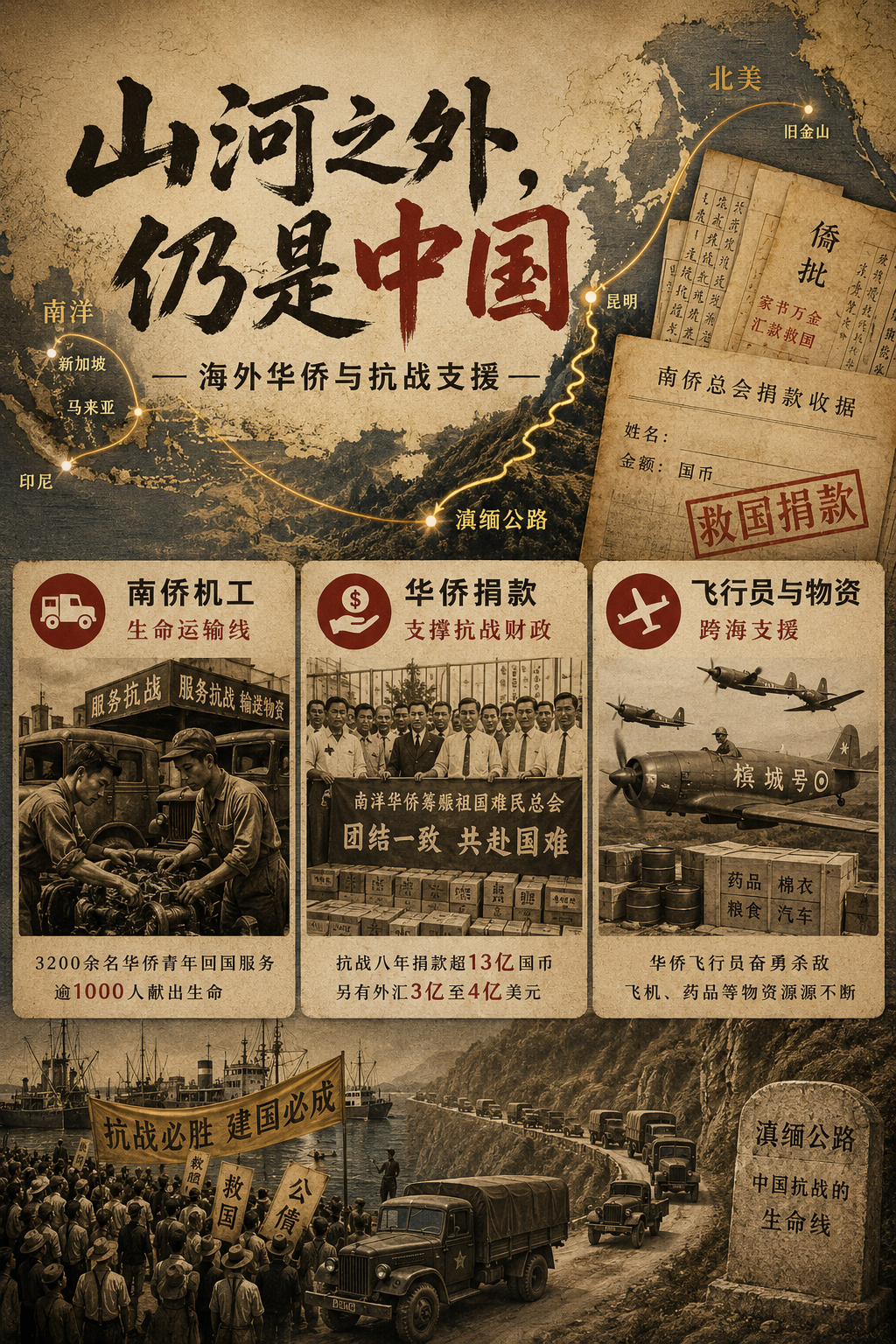 Claude讲述抗战时期海外华侨做出的贡献。海外华侨在抗战中的贡献，是中国近代史