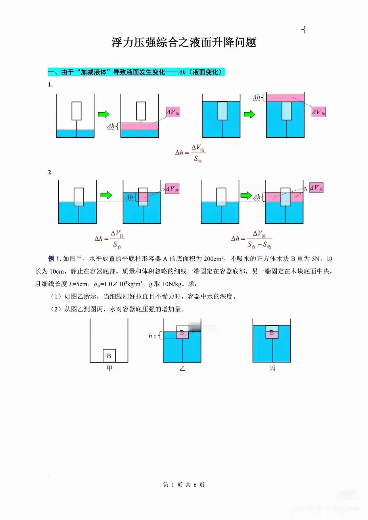 中考物理“致命难点”：浮力压强液面升降问题，80%的孩子栽在这