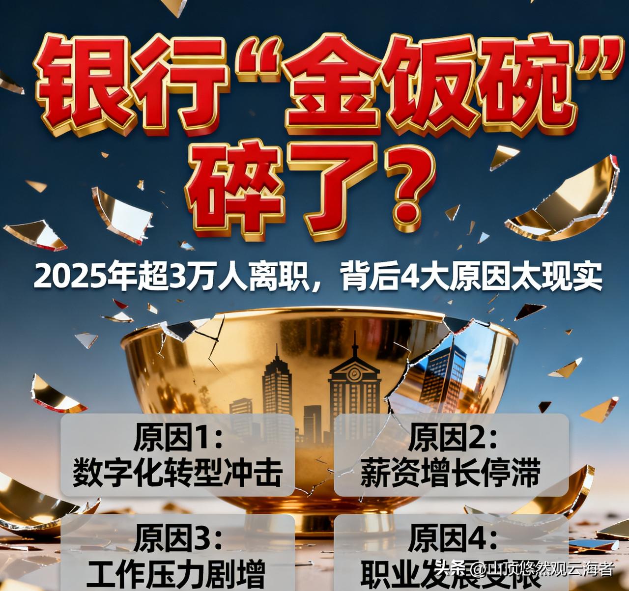 银行“金饭碗”碎了？2025年超3万人离职，背后4大原因太现实
 
曾让无数人挤
