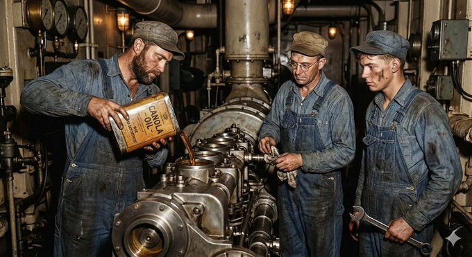 菜籽油最初是二战期间用作蒸汽机的工业润滑剂。它之所以有效，是因为：在低温下仍保持