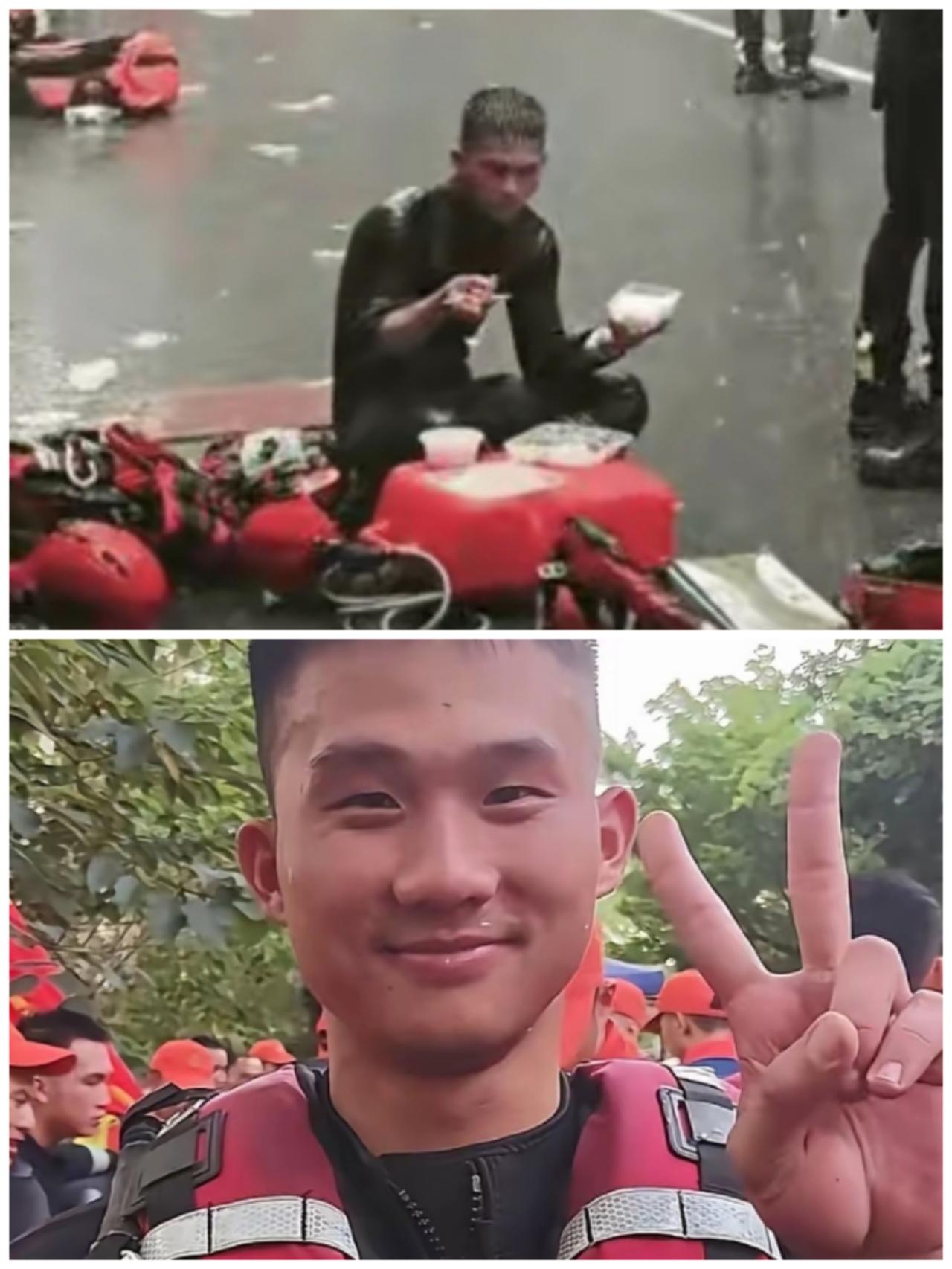 雨中扒饭消防员火遍海外！
 
广东26岁消防员梁焕在广西洪灾现场淋雨吃饭的视频，
