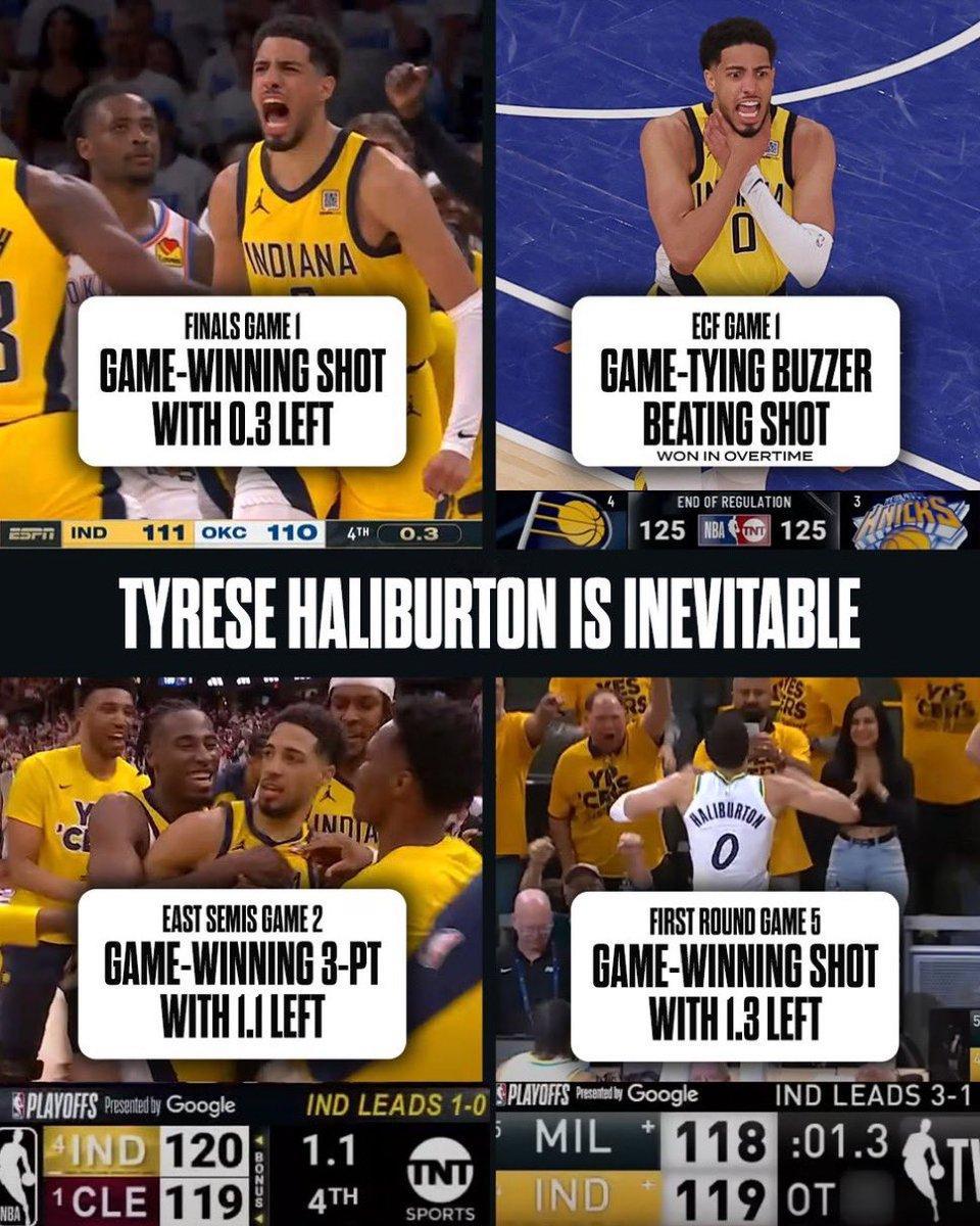 哈利伯顿哭了NBA新王登基 哈利伯顿这个赛季，可以拍一部纪录片了，季后赛四次神奇