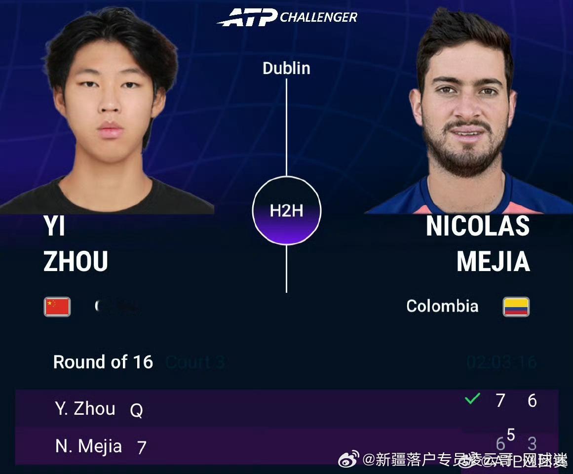 🇨🇳周意晋级🇮🇪都柏林八强8️⃣！🔥ATP挑战赛🇮🇪都柏林站，中国
