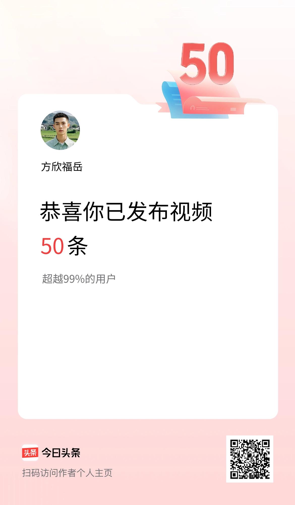 我在头条累计视频投稿50个