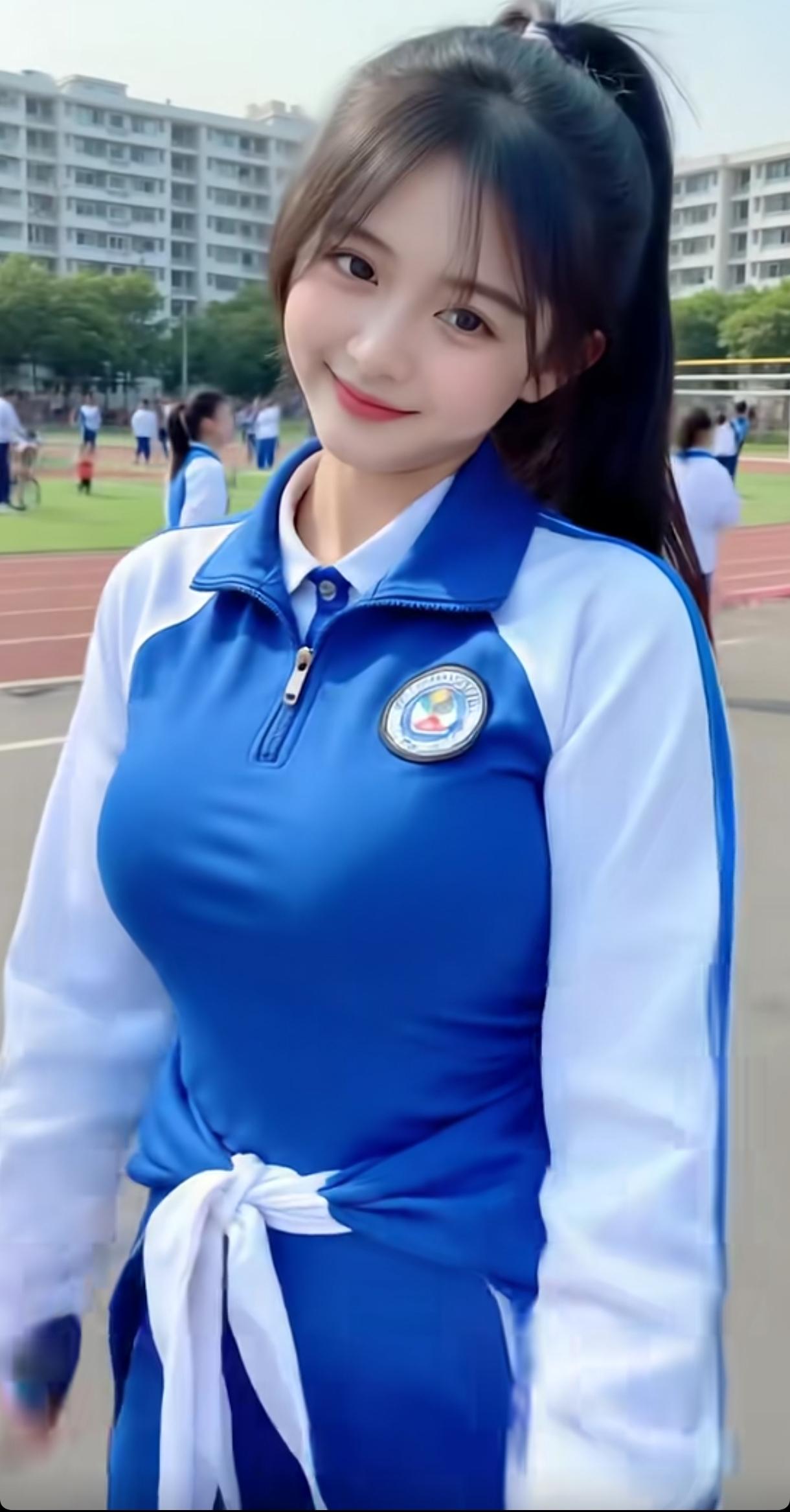 青春校园风，蓝白校服少女，微笑面对每一天！😊📚🏫美少女美景分享 素净少女照
