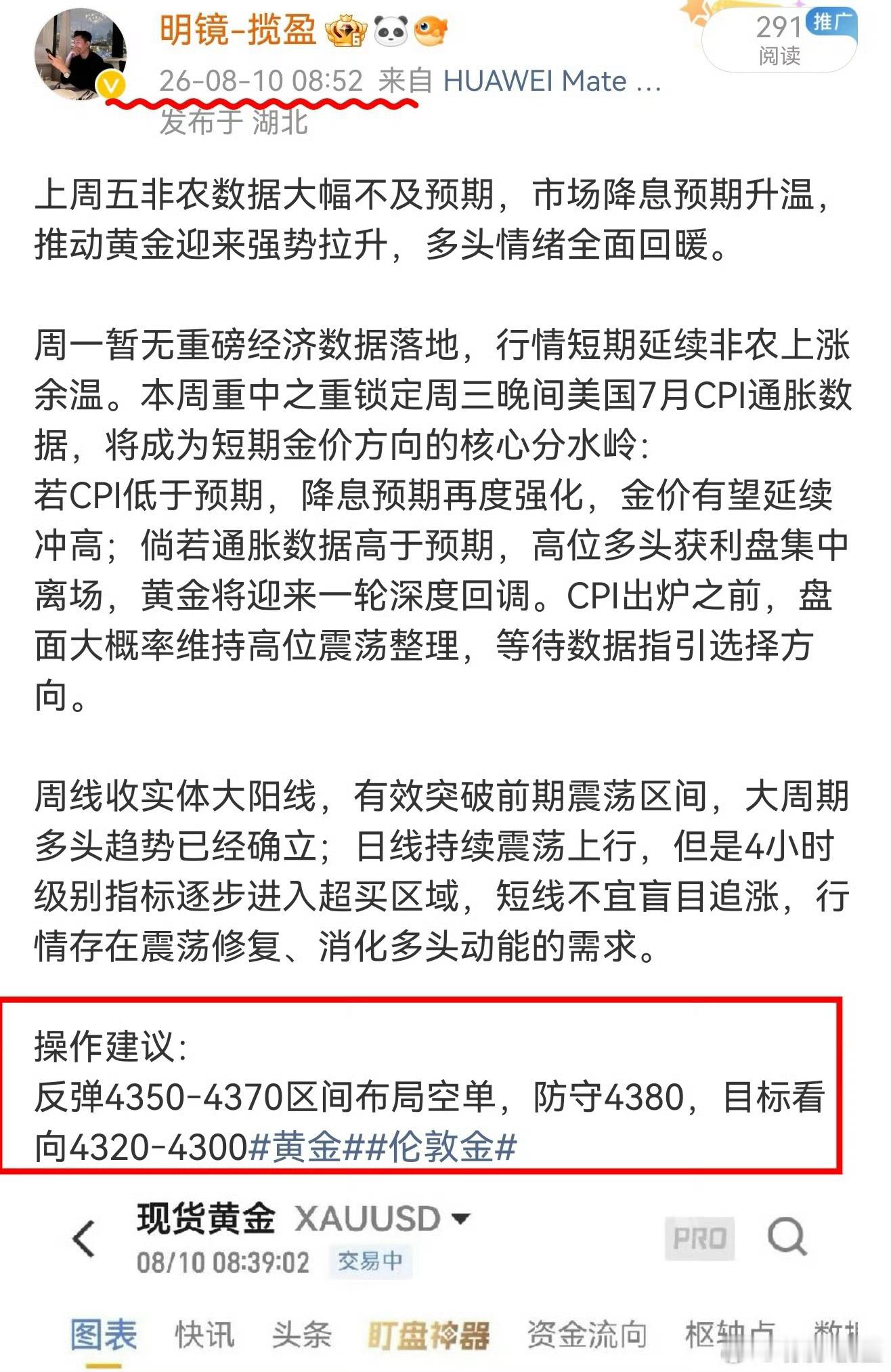 8.10思路复盘早间思路完美兑现！早间思路布局空单、第一目标4320已经成功抵达