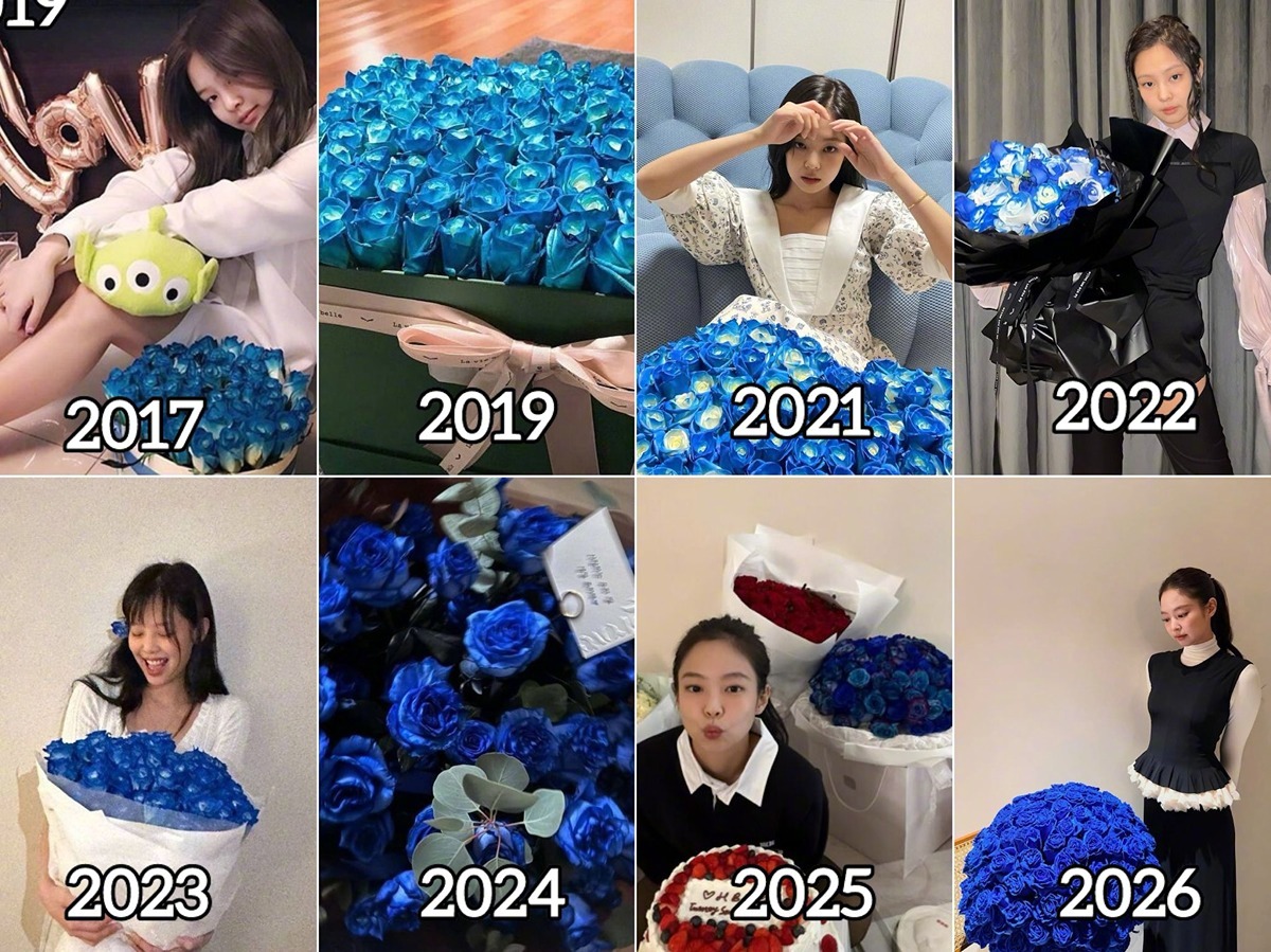 【Theqoo】JENNIE每年生日都会收到妈妈送的一束蓝玫瑰，好幸福甜蜜的一对