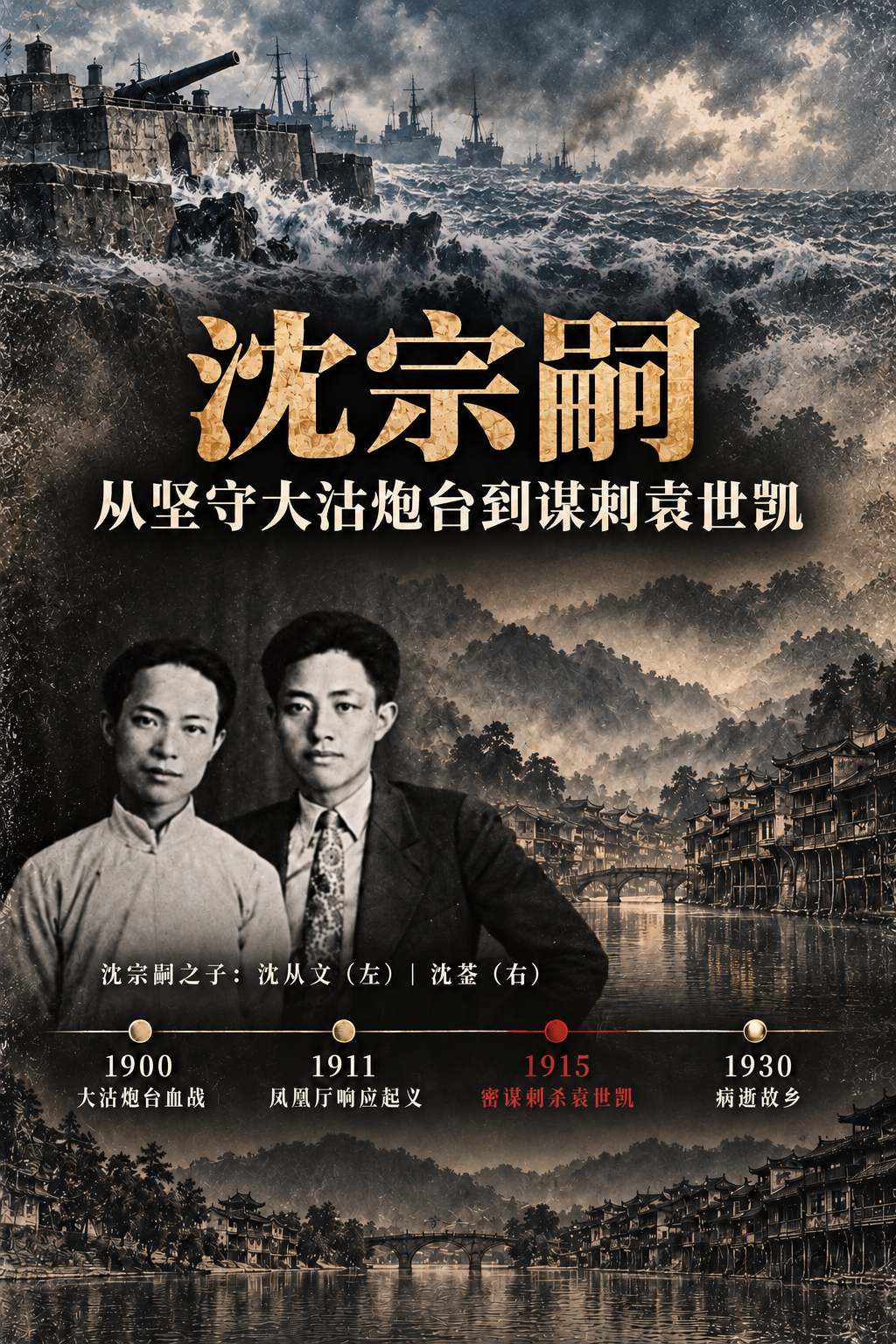 沈从文之父沈宗嗣：从坚守大沽炮台到谋刺袁世凯沈宗嗣，约1872年生于湖南凤凰黄罗