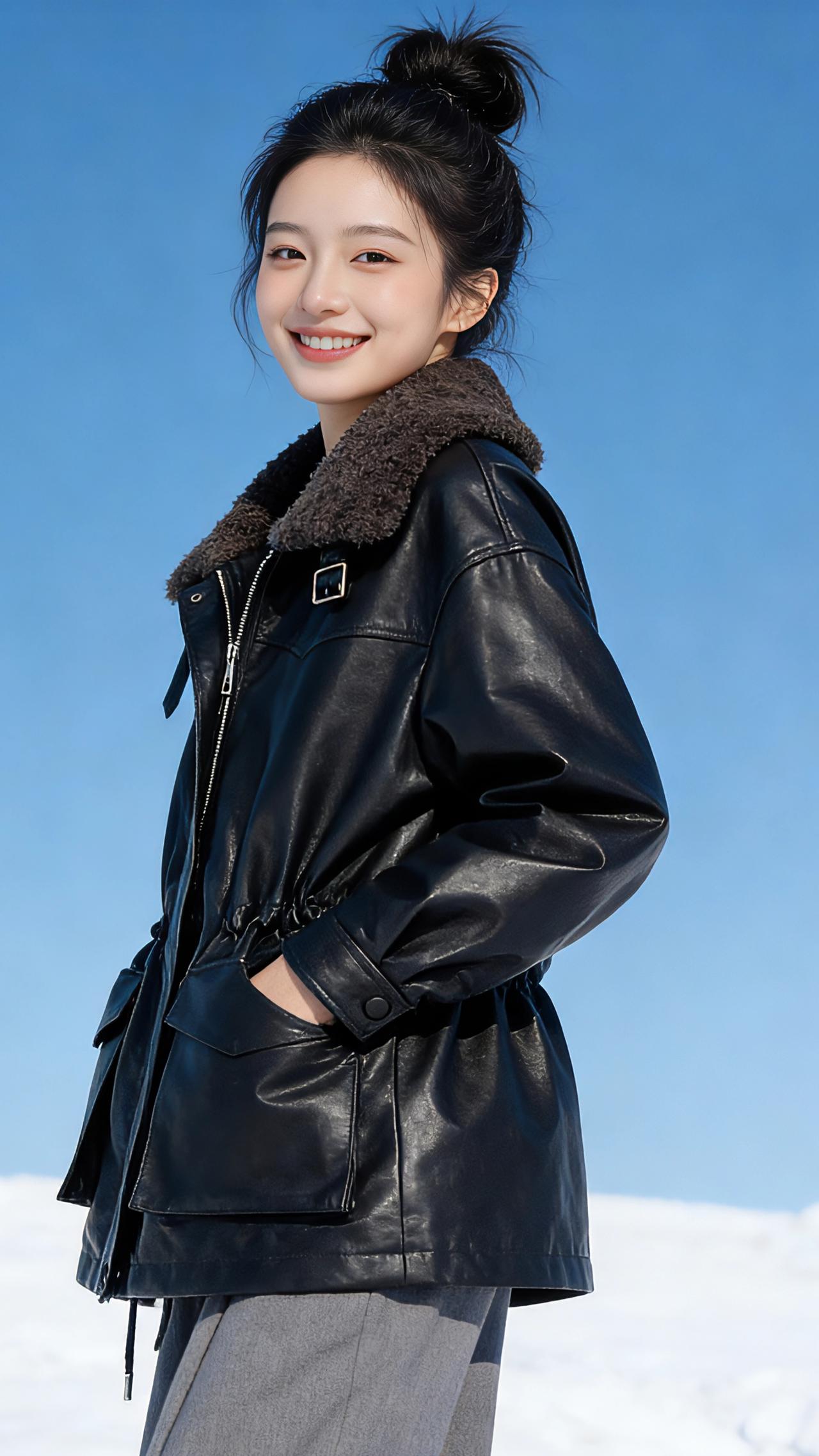 雪野皮衣
 
冬日的雪原把天空洗成了纯粹的钴蓝，像一块被冻透的琉璃，铺展在目之所