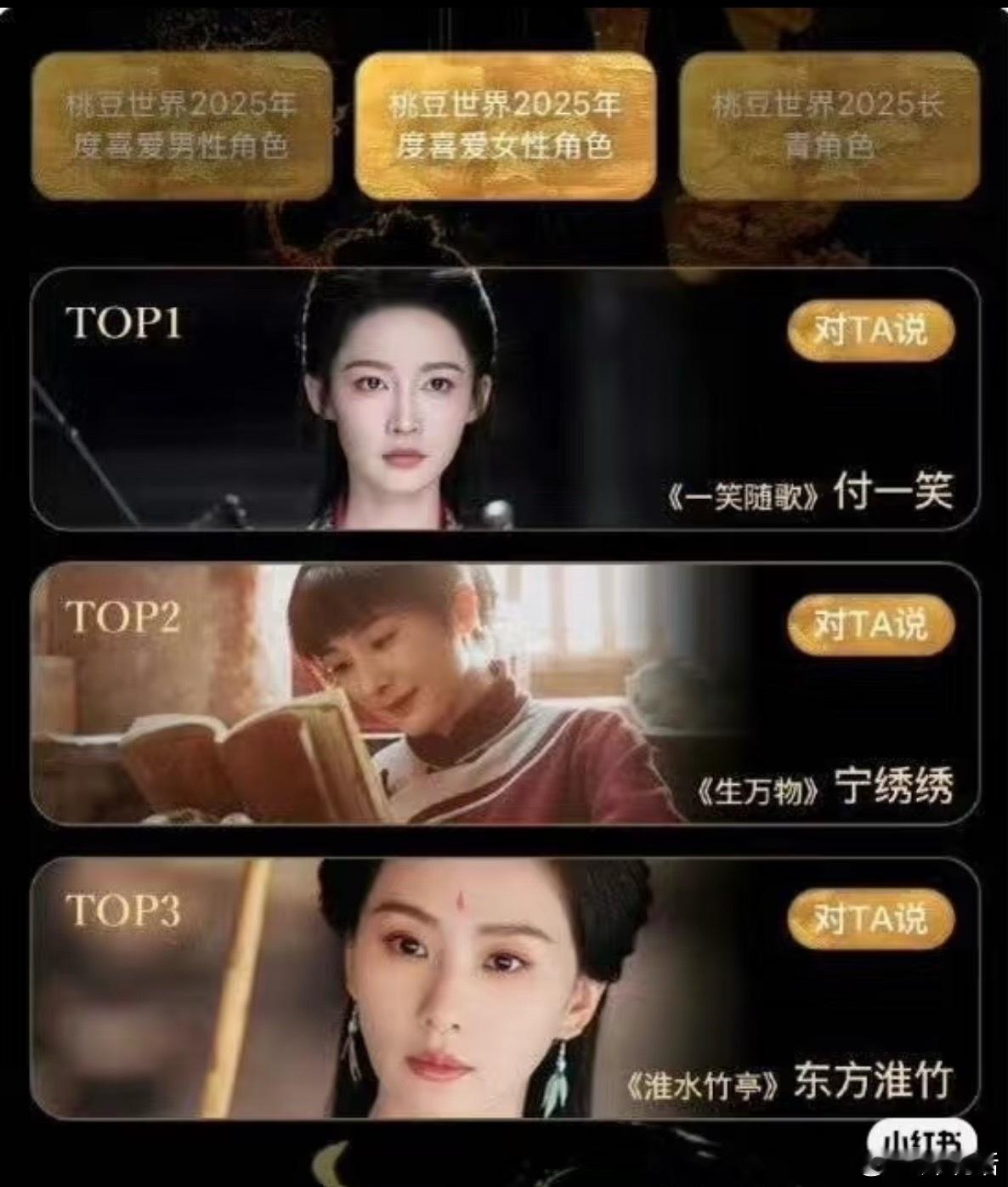 爱奇艺尖叫之夜把“年度喜爱女性角色”评选的刘诗诗《淮水竹亭》“东方淮竹”搞错给了