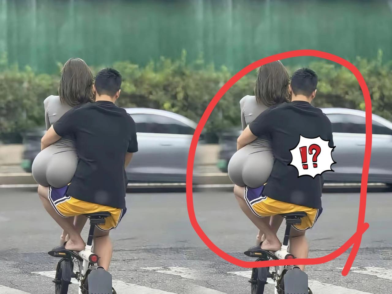 别只顾着看热闹！
这张街头抓拍的照片，藏着最容易被忽略的安全隐患。
 
男子骑着