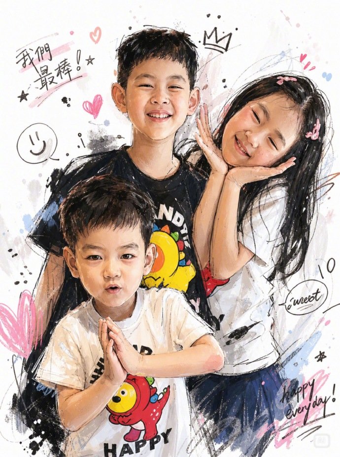 陈妍希六一晒三个孩子照片陈妍希六一晒孩子照片 陈妍希晒孩子照片 