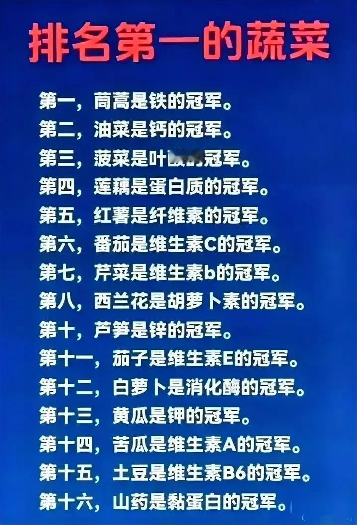 蔬菜中竟然也隐藏着营养冠军！今天，我们就来揭秘蔬菜界的营养之王们，快来看看哪些蔬