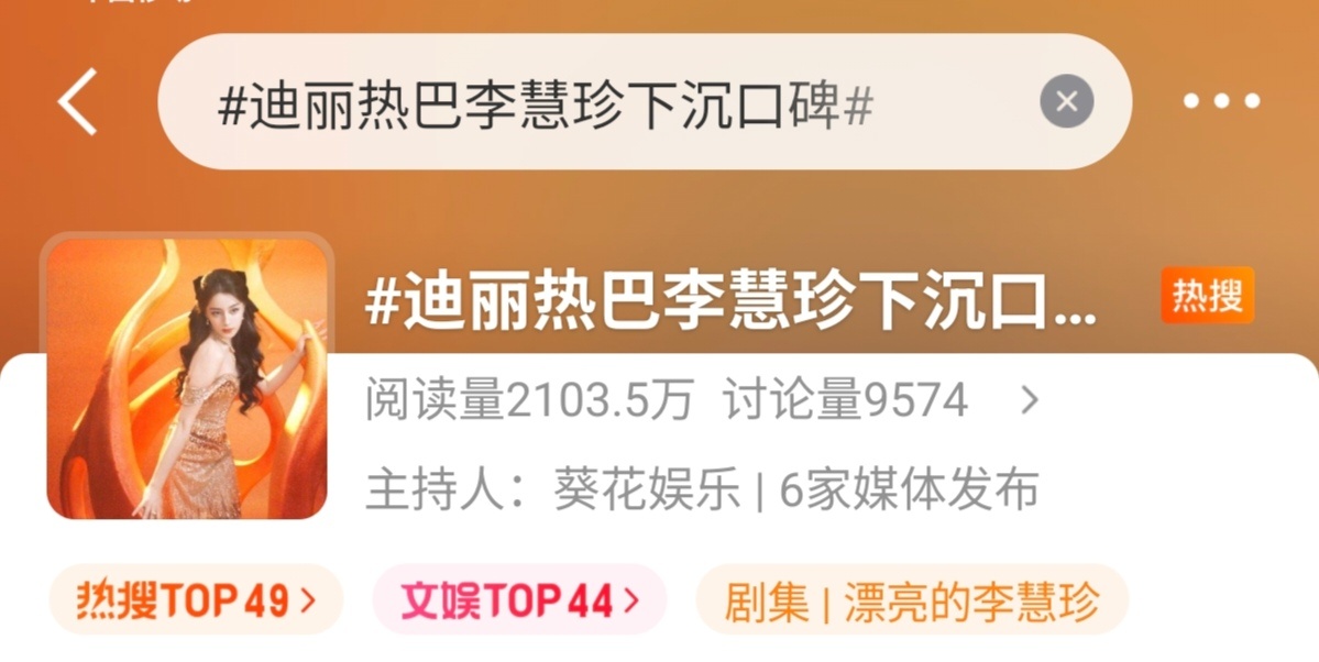 迪丽热巴 🔥新热搜，多多安利热巴的演技、多宣传正在上映的功夫女足1、点进话题迪