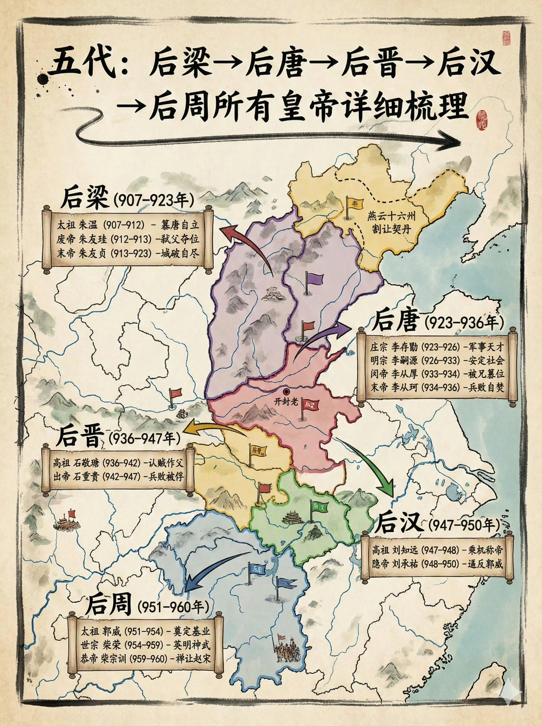 一组图看懂五代那些事儿。 