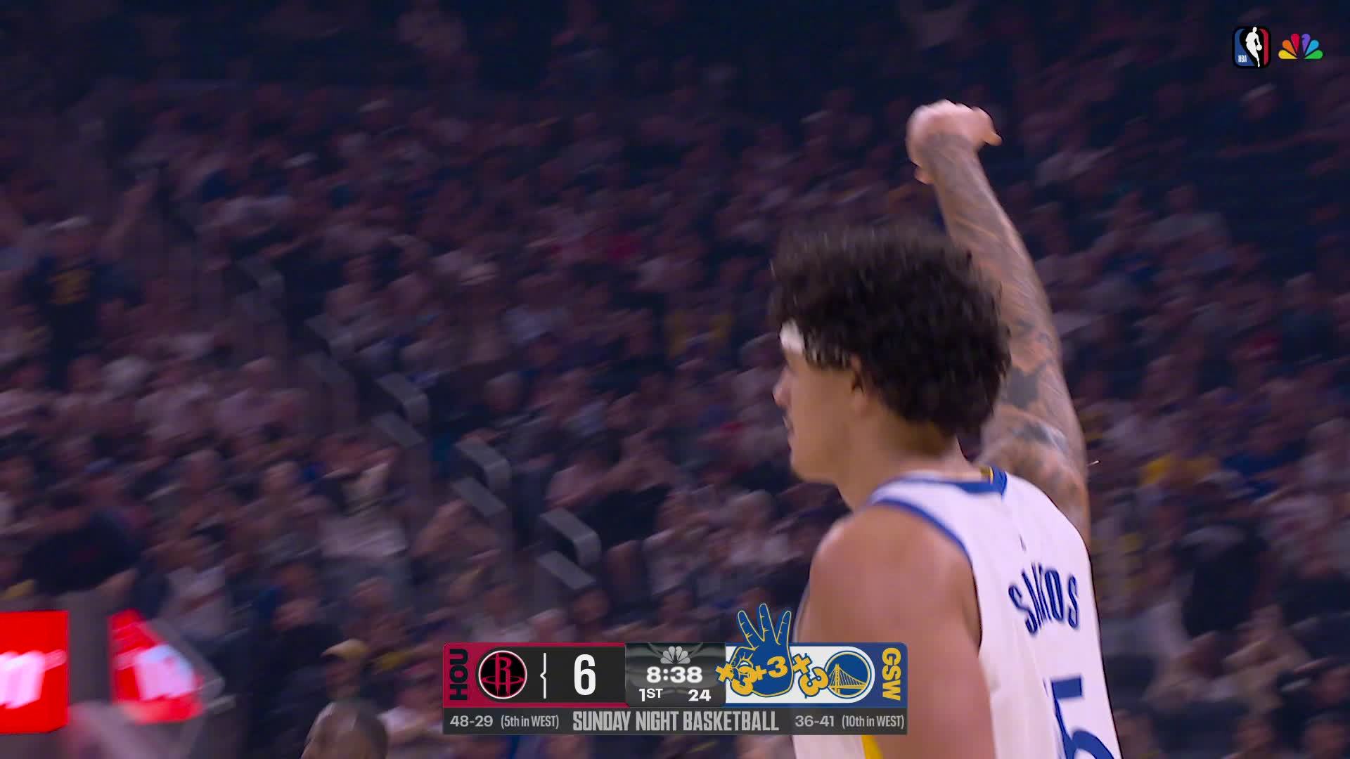 桑托斯3分!火箭vs勇士