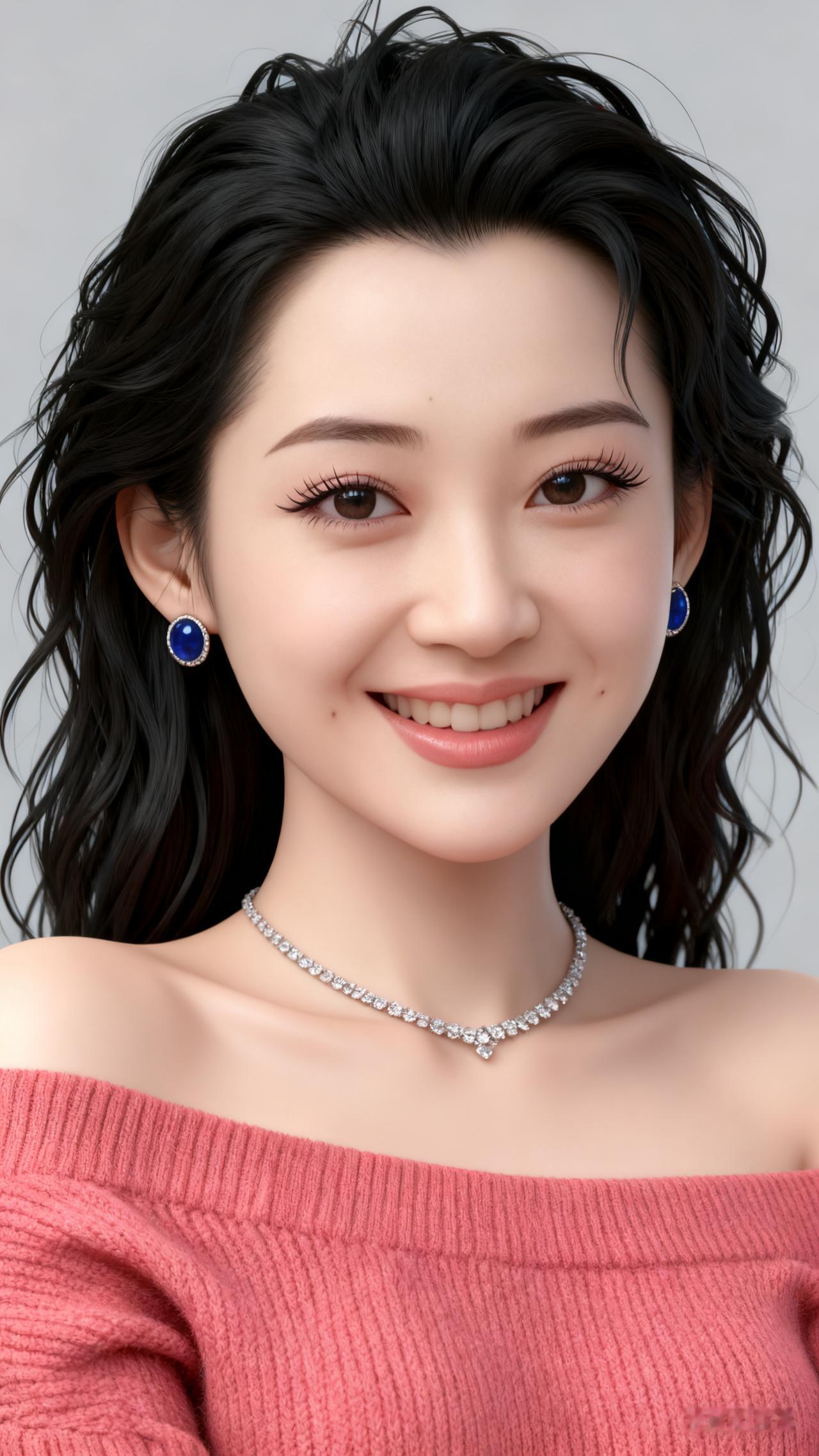 甜美少女风，粉嫩毛衣搭配闪亮项链，元气满满！💖✨