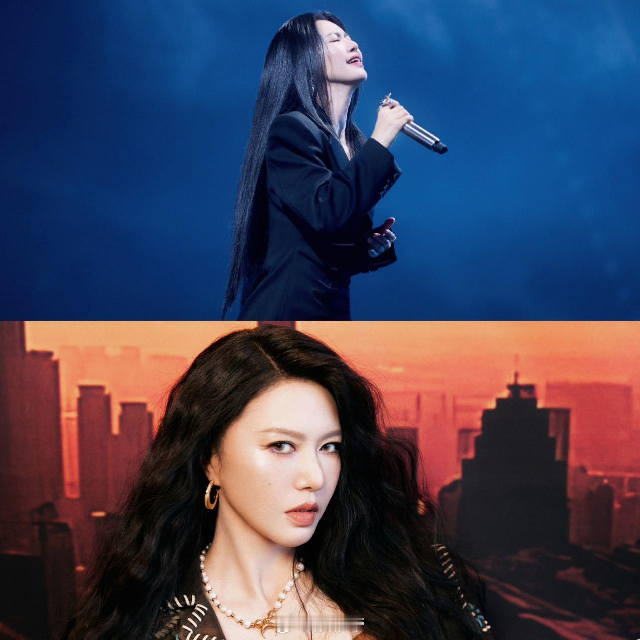 谭维维直发vs谭维维卷发 直发时每根发丝都像被信念捋顺的琴弦，卷发时每个弧度都是