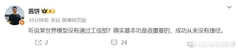 某家的世界大模型没有被工信部通过，这是真的吗？好不容易搞出个大模型，如果真的没有