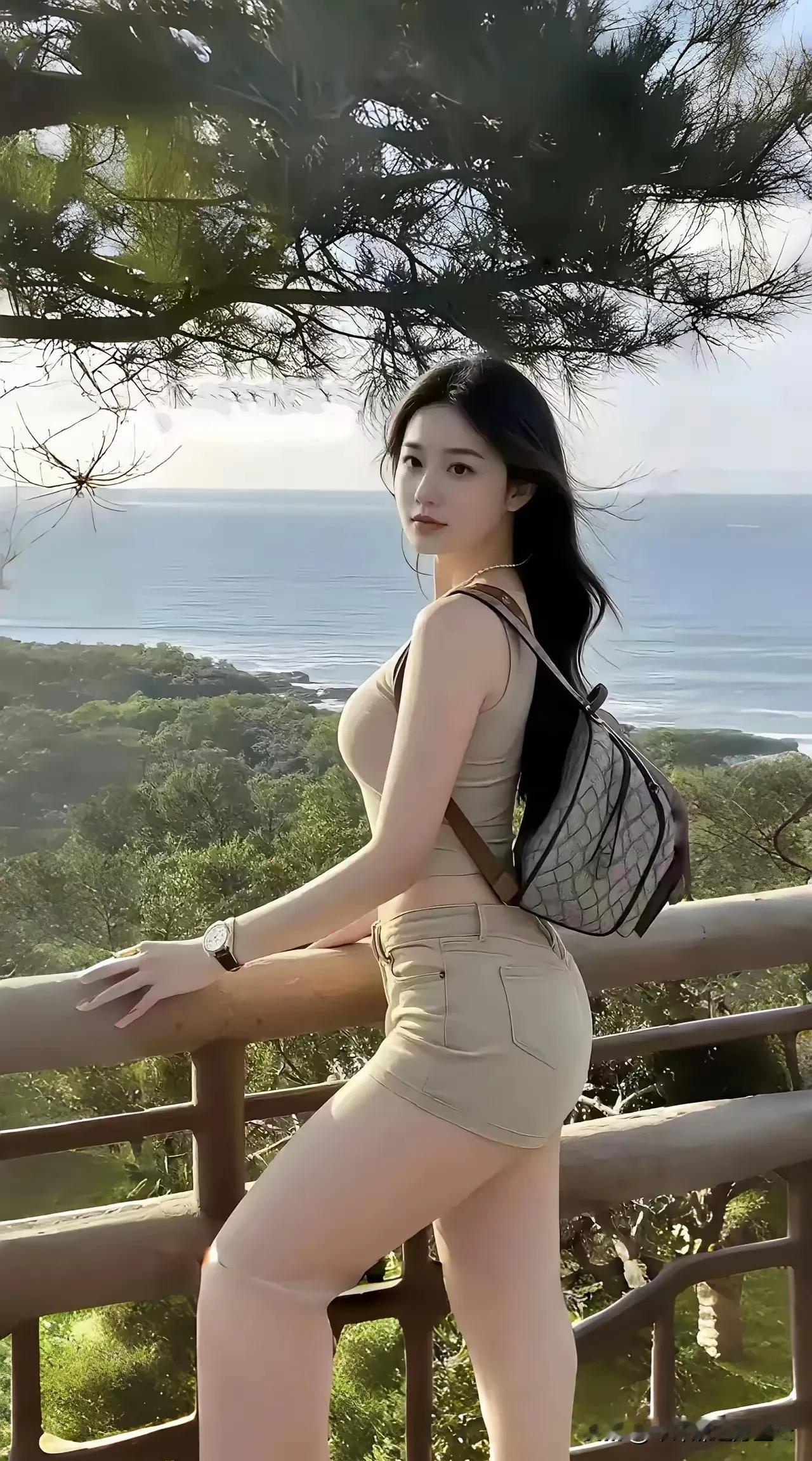 海天一色处，佳人倚栏望。
盼君山中来，相约赴边疆。