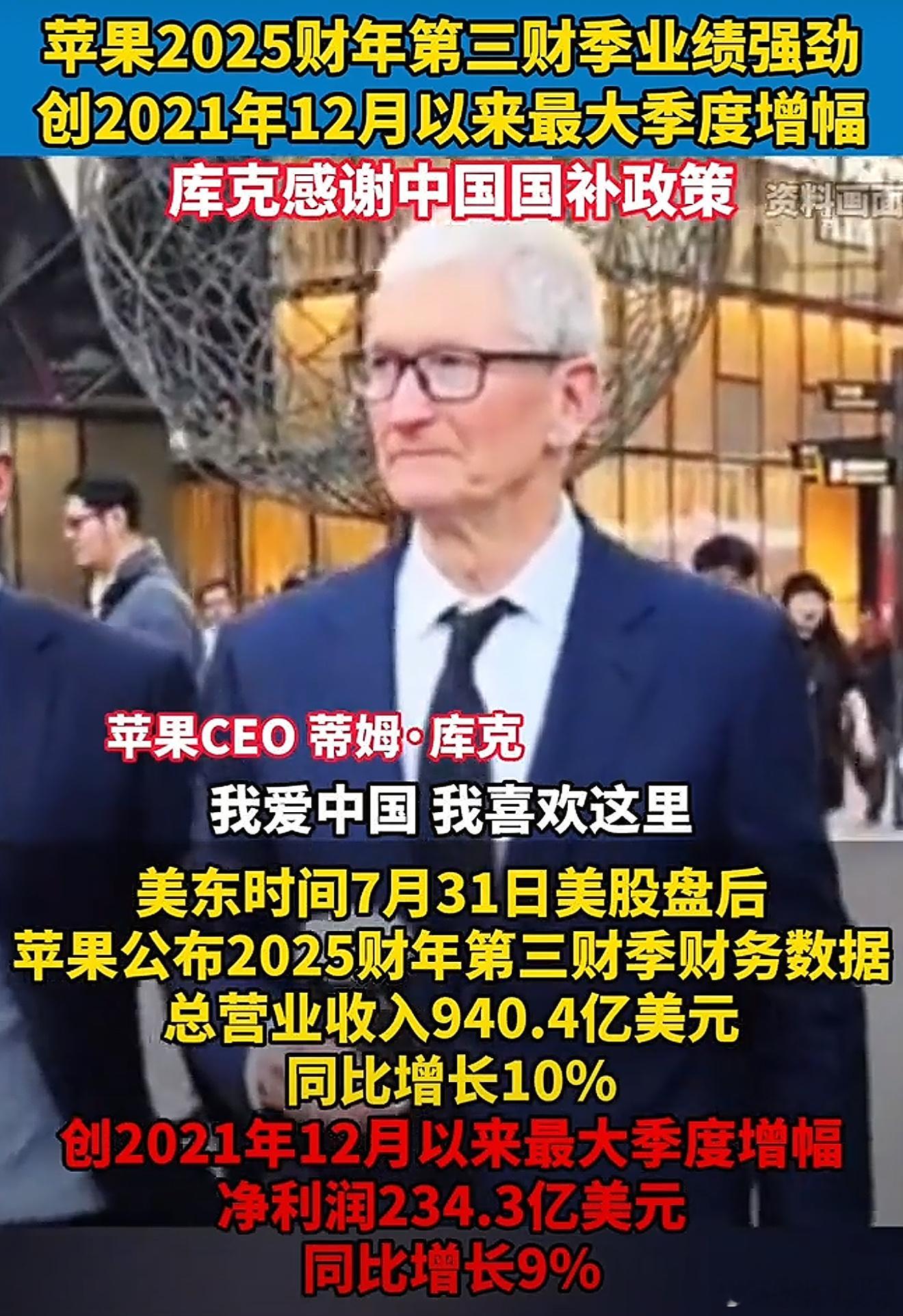 客观来说厨子情商确实高，苹果Q3季度财报显示营收增幅创新高，其中大中华地区收入达