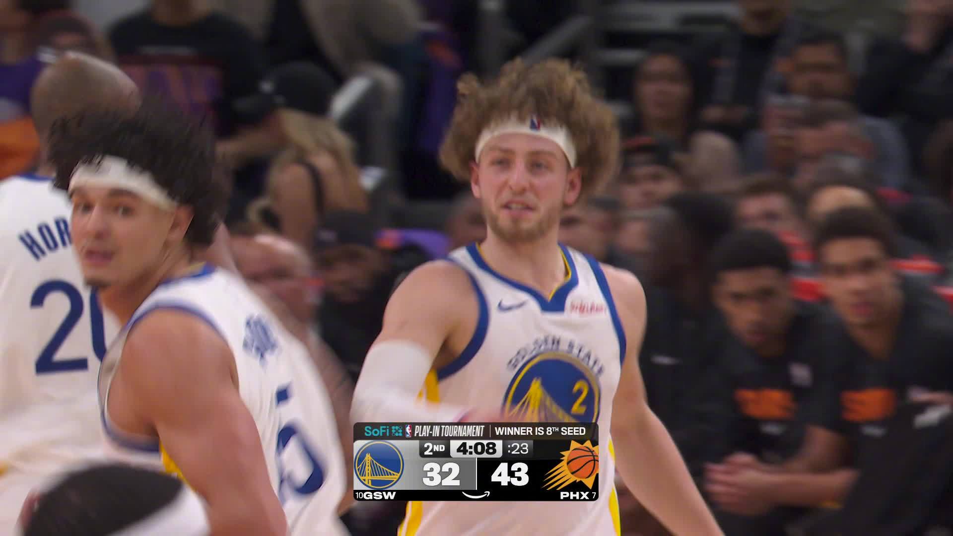 波齐姆斯基三分入账！勇士33:43太阳。勇士vs太阳