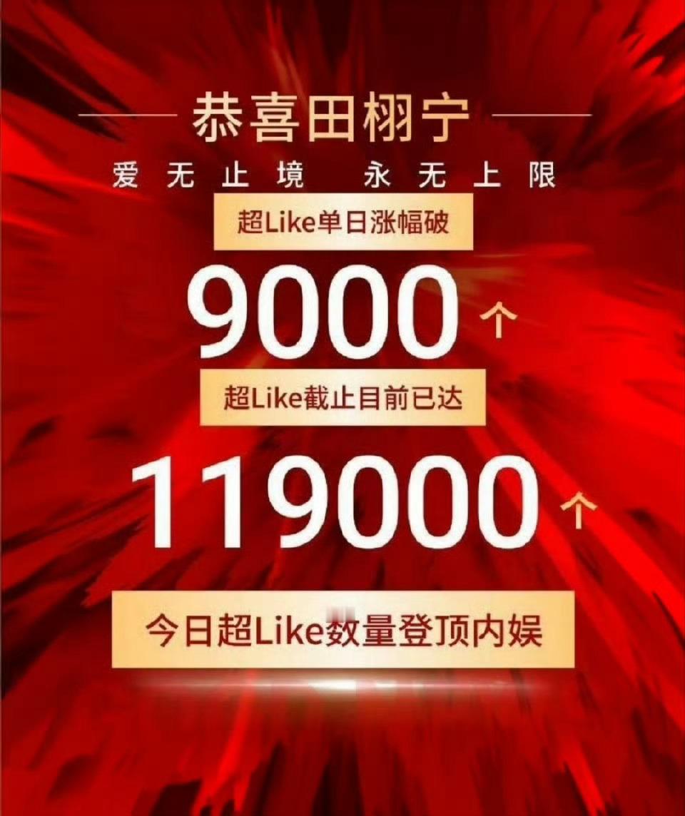 田栩宁超like全站第一，每天都破纪录成为第一 ​​​