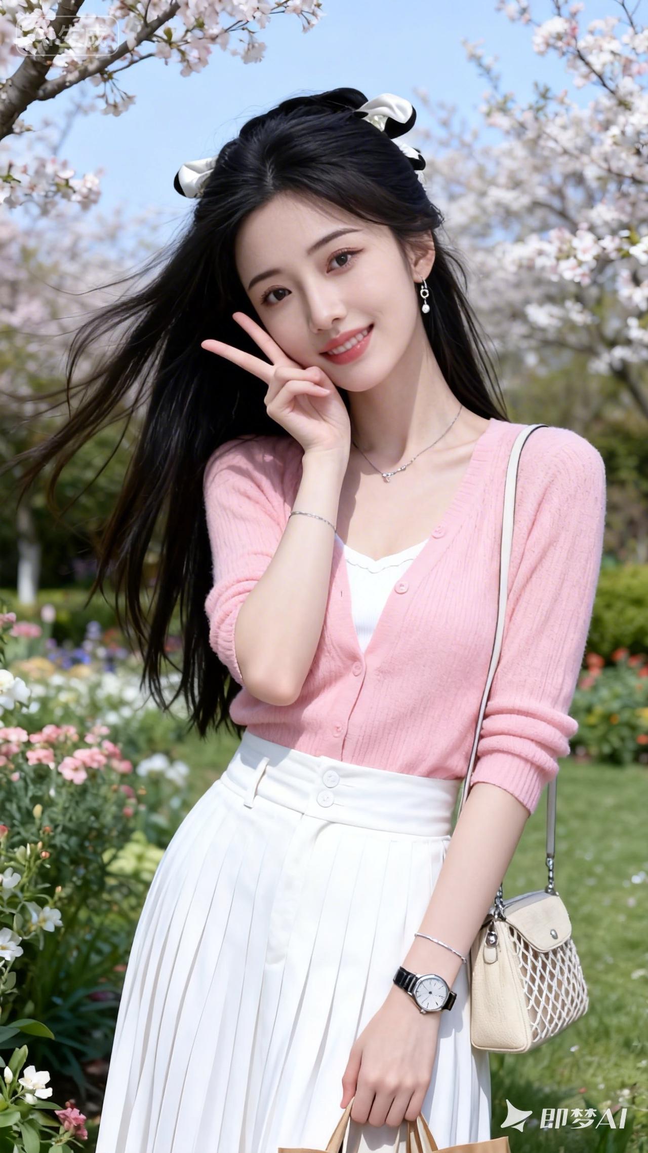 春风拂面笑，花影映人娇。