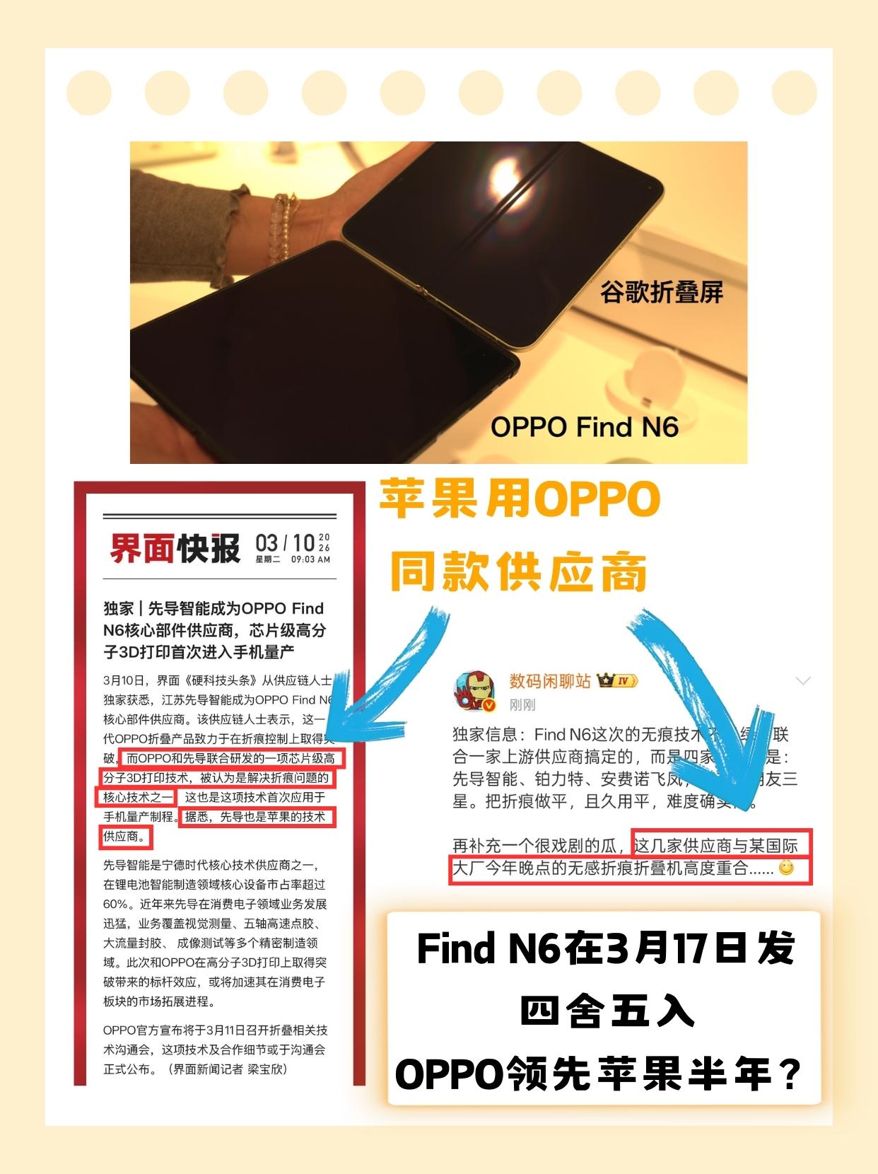 今天这瓜够大够香 OPPO Find N6最近大家都看了吧 折痕真的做...
