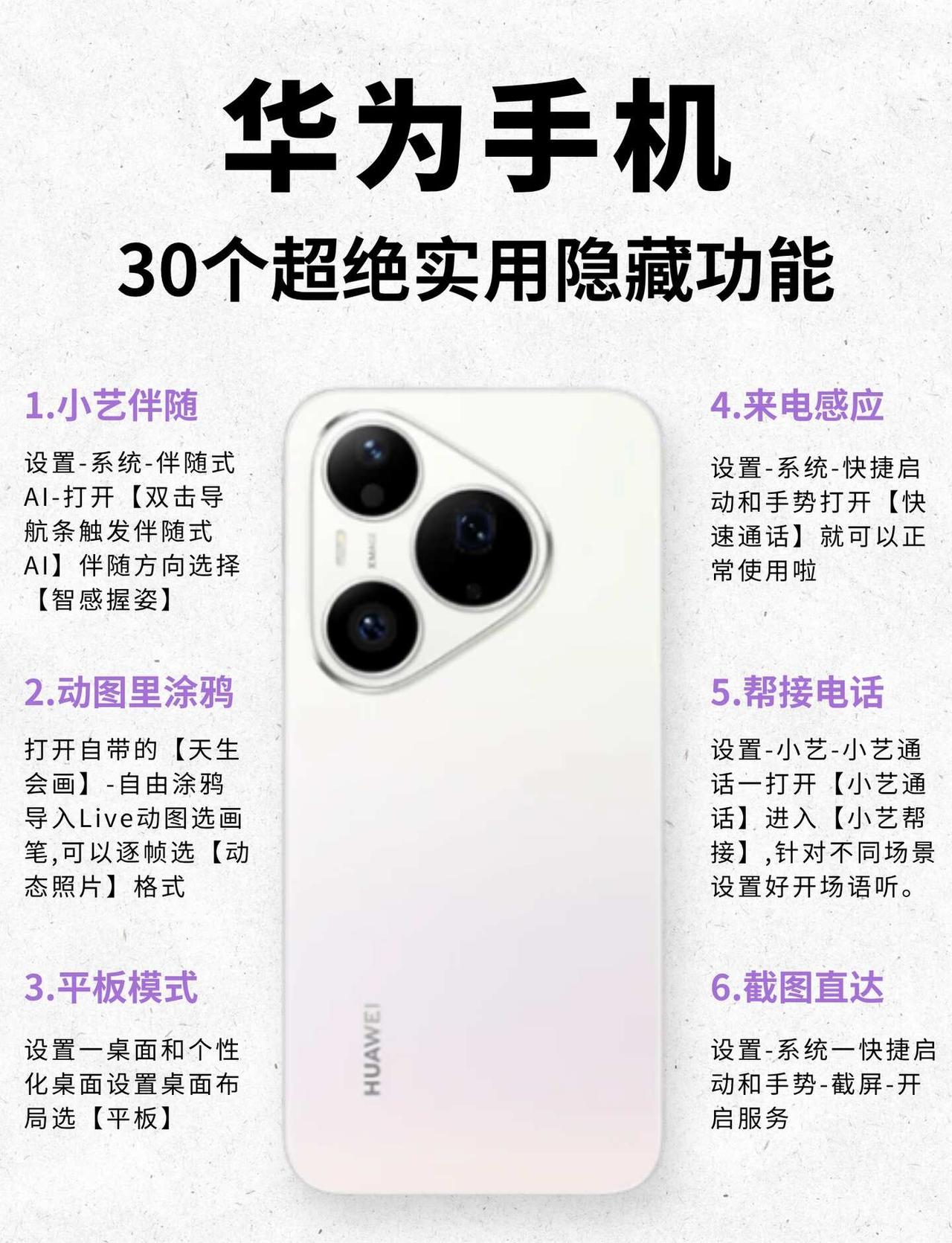 用华为手机的存下，很难找全了❗️
宝子们～明明找到了华为手机的 32个超全隐藏功