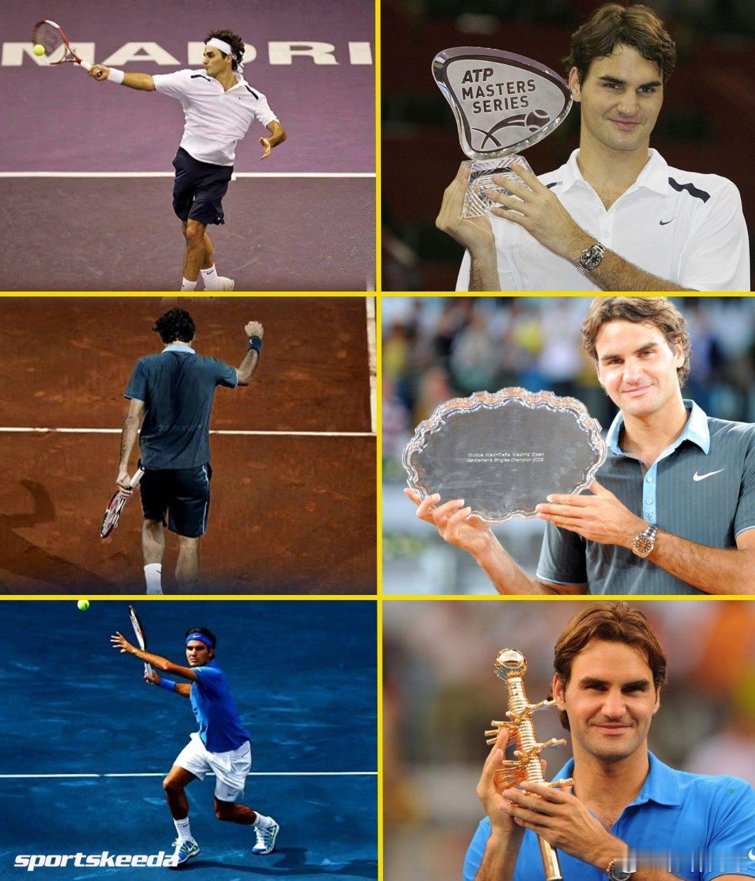 费德勒是唯一一位赢得马德里大师赛三种不同场地类型冠军🏆的球员。🏆2006-室