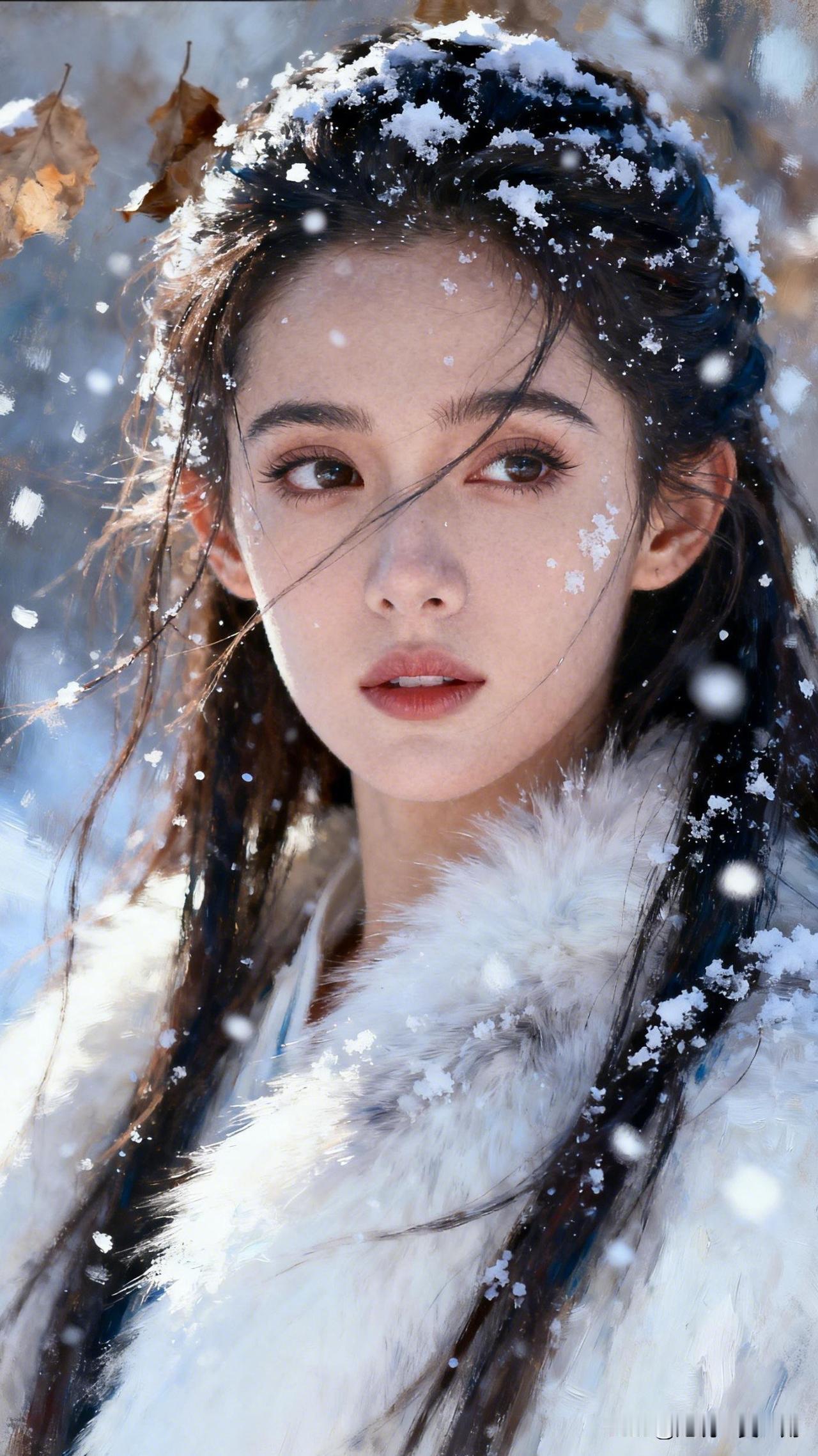 雪中美人影，寒意入诗行。看看气质女神的穿着搭配吧 冬日雪景中的少女，宛如童话里的