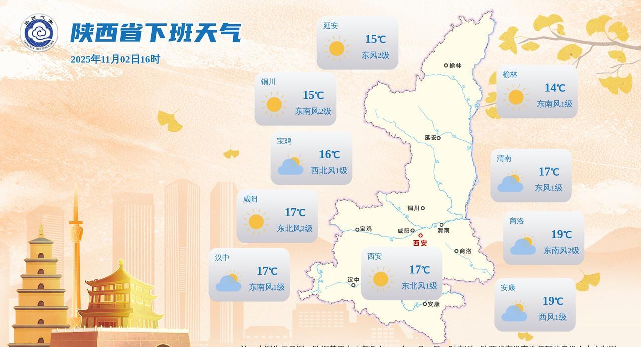 陕西省下班天气。