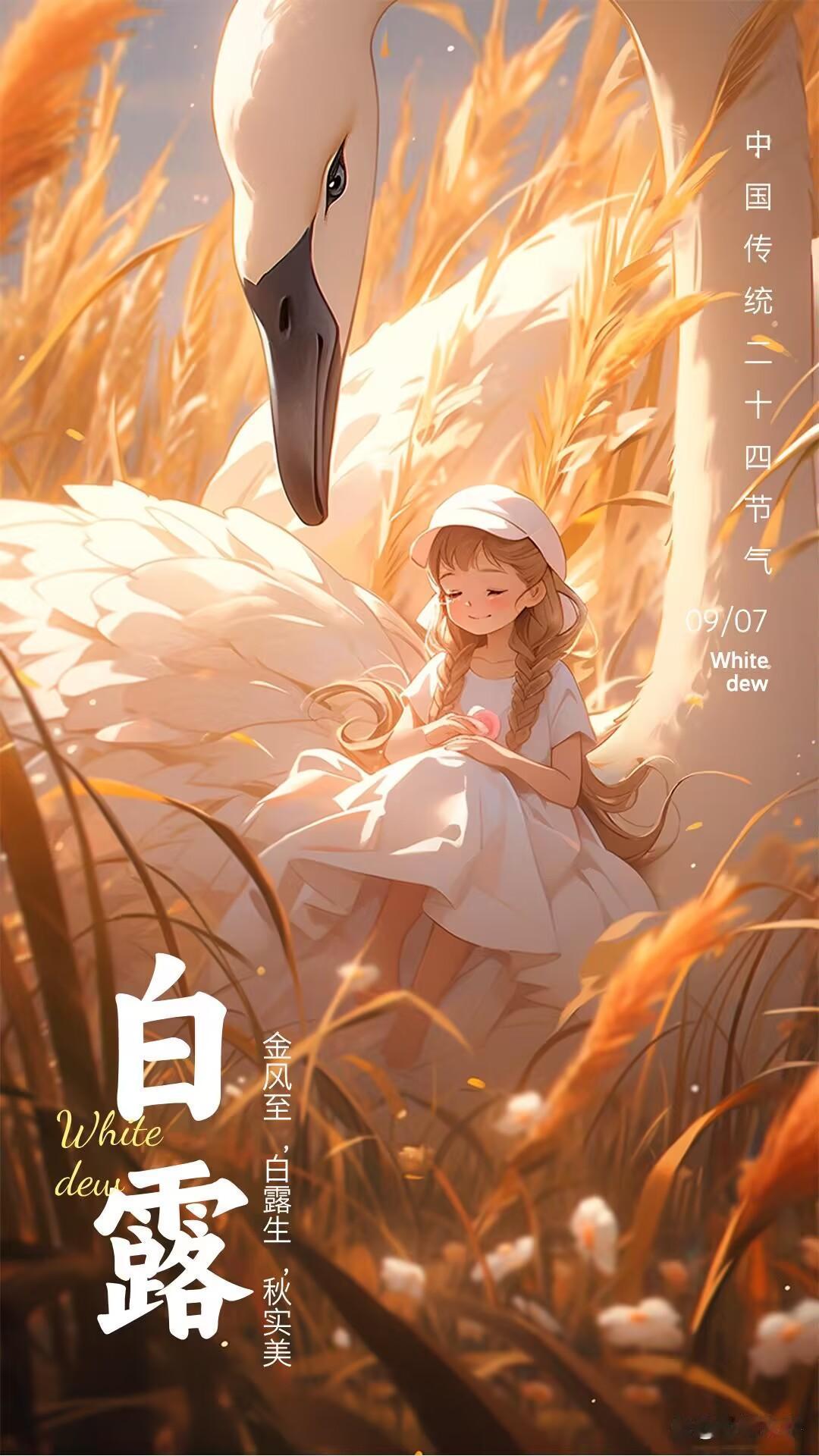 白露悄然而至，暑气散尽，秋风起，看淡浮躁与纷扰，内心安然无恙，在渐凉的秋田里，喜