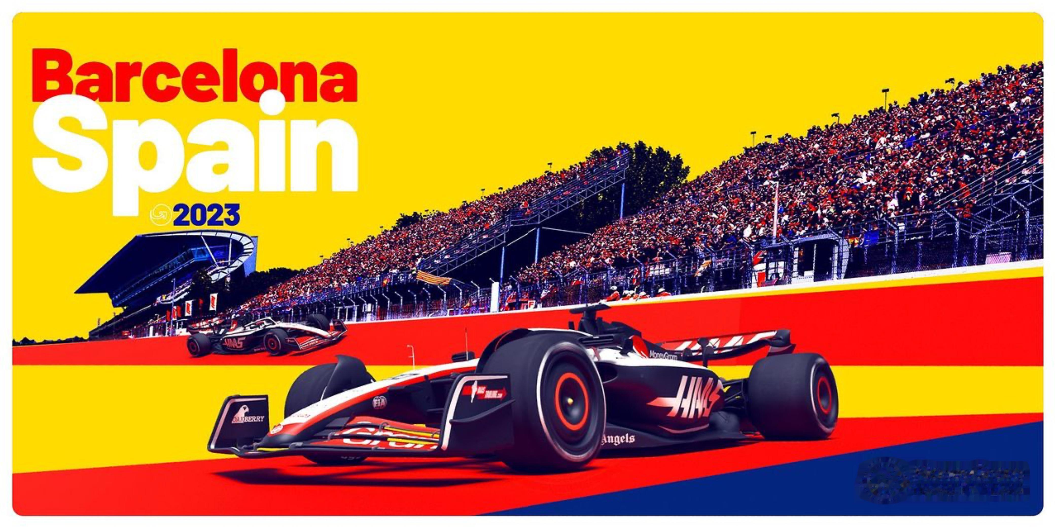2023F1西班牙站~哈斯车队~美式风海报#2023F1西班牙大奖赛# ​​​#