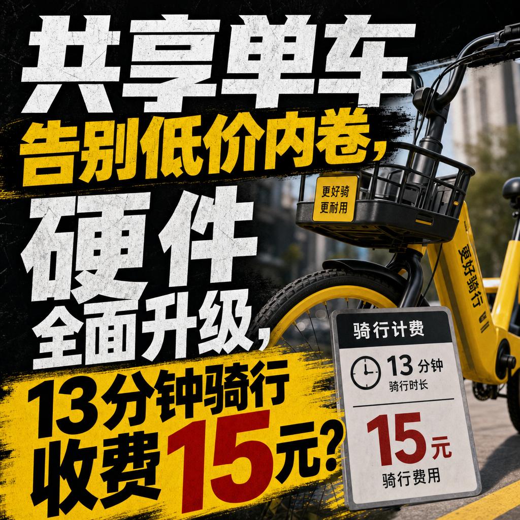 共享单车硬件升级涨价，先解决基础骑行问题
13分钟，15块。
当我第一次看到这个