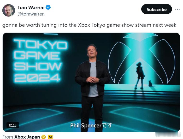 #Xbox# Tom Warren ：下周Xbox在TGS上的表现值得关注 ​​