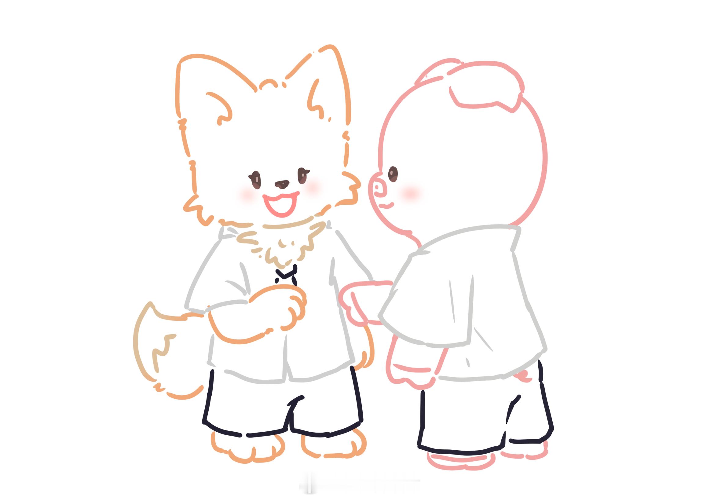 🦊🐷世纪碰拳👊没了世纪拥抱，世纪碰拳也可以吧～