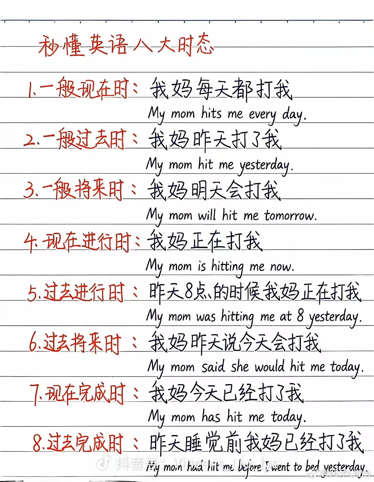 终于明白了英语的八大时态，以前老是听不懂