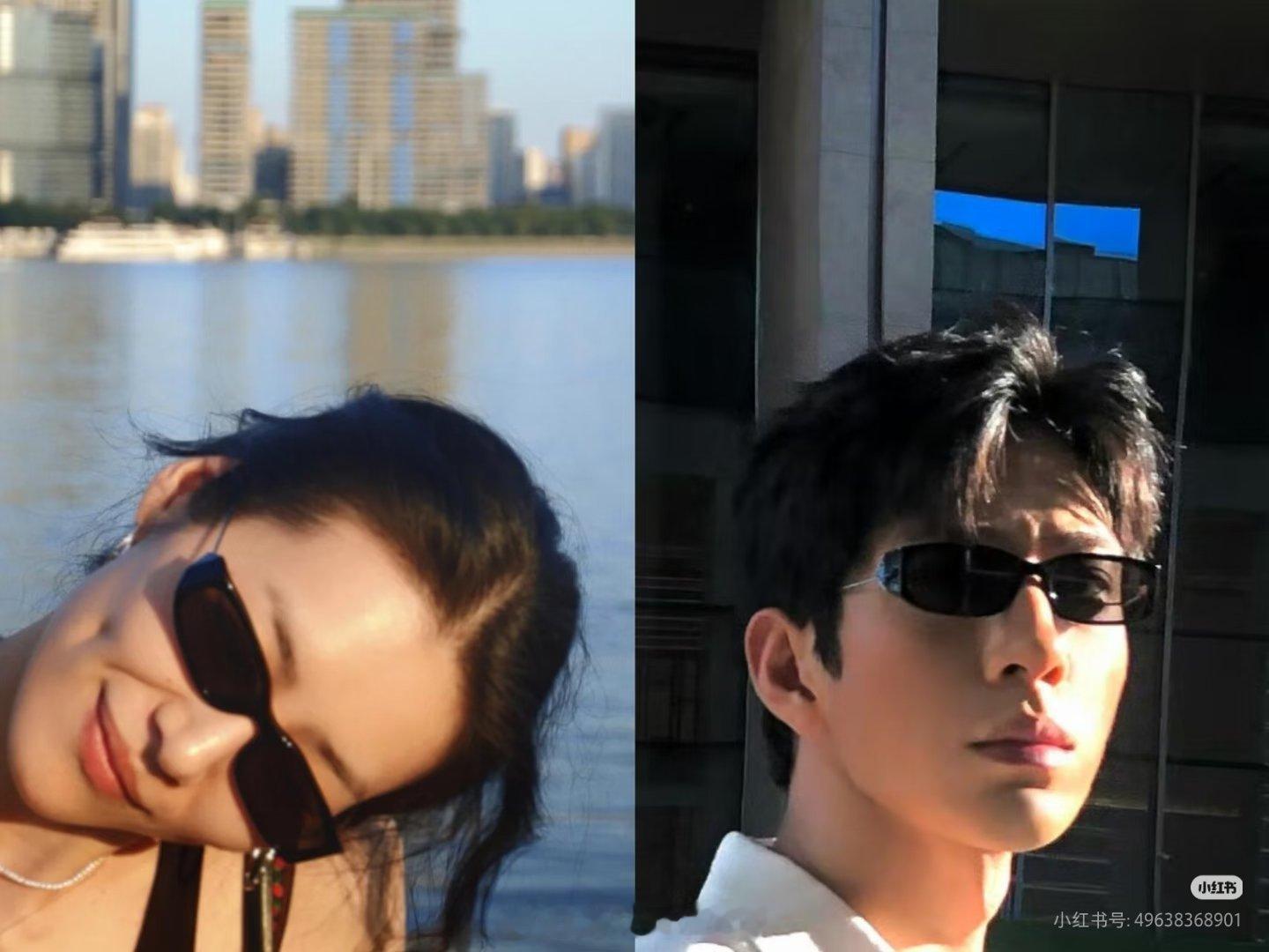 刘雯 井柏然都在磕早春晴朗，只有我在磕他俩😍被我发现同款眼镜啦 ​​​