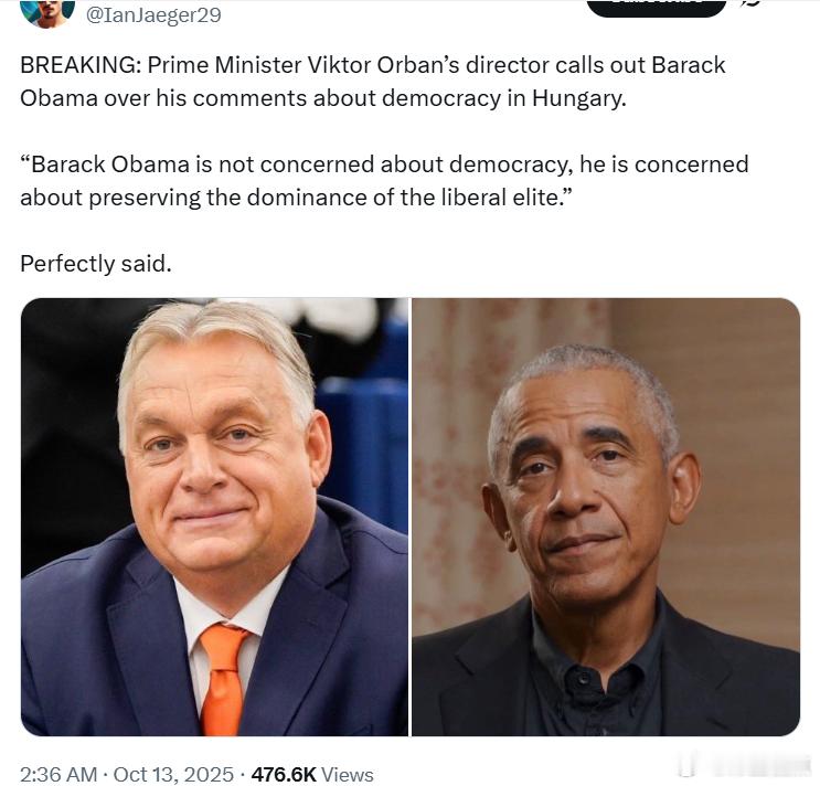 匈牙利总理欧尔班的主任批评奥巴马对匈牙利民主的评论。“巴拉克·奥巴马关心的不是民