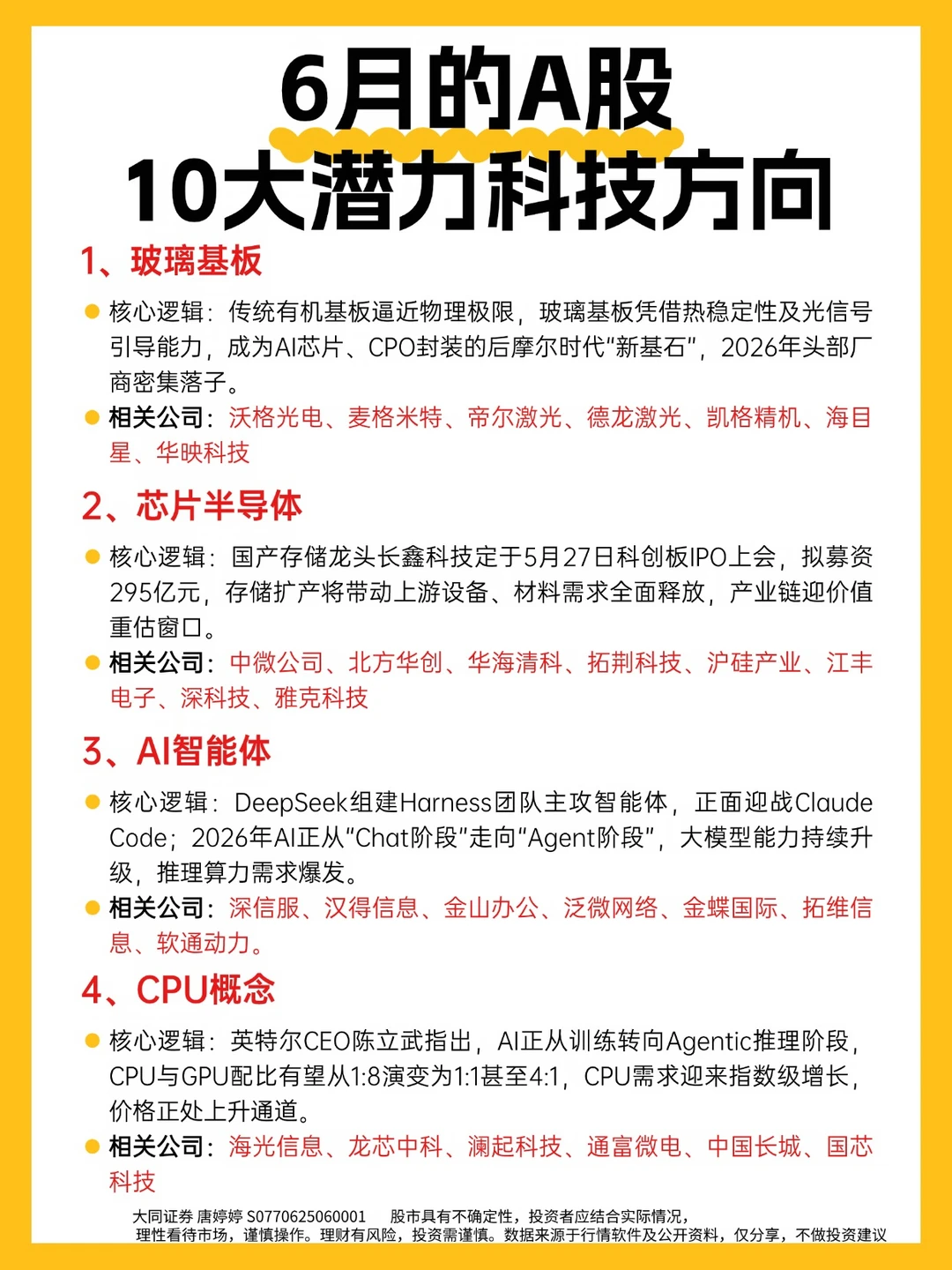 6月的A股，10大潜力科技方向
