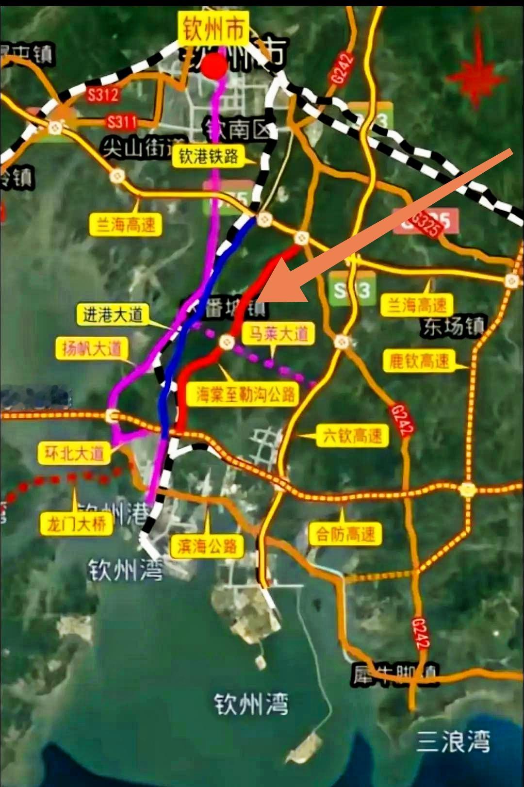 钦州海棠至勒沟公路“黄了”？北部湾大道等地过往钦州港的钦州海棠至勒沟公路（S64