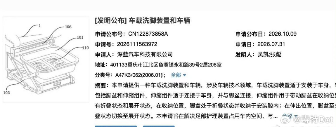 深蓝汽车研发的车载洗脚装置，怎么样？是不是很大胆？[流鼻血]新能源汽车 ​​​